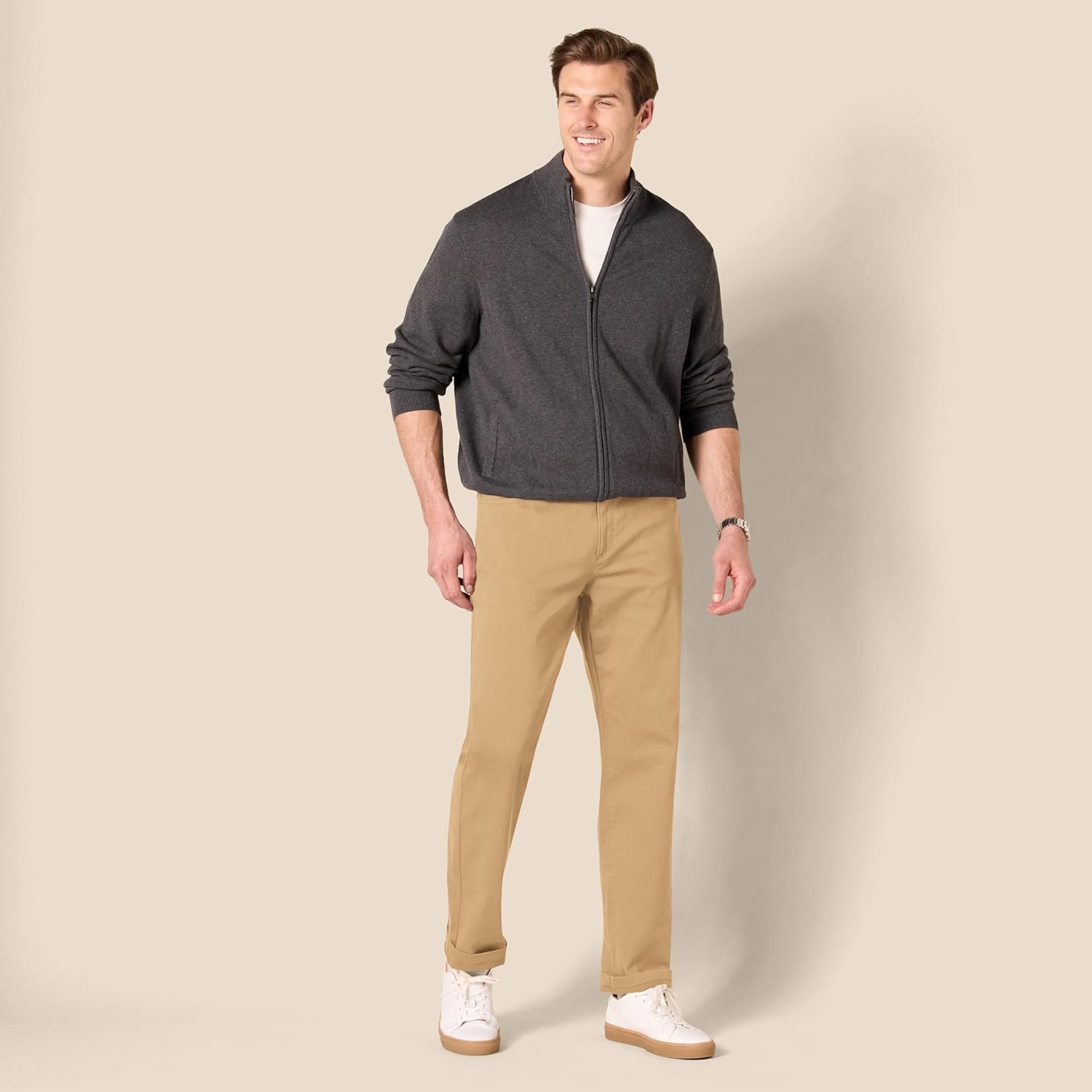 image:imageAmazon Essentials Mens 5Pocket Stretch Twill PantsDark Khaki