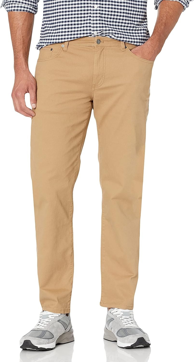 image:imageAmazon Essentials Mens 5Pocket Stretch Twill PantsDark Khaki