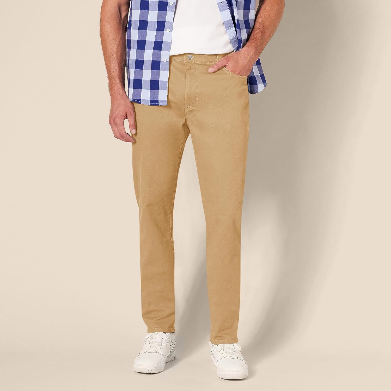image:imageAmazon Essentials Mens 5Pocket Stretch Twill PantsDark Khaki Brown