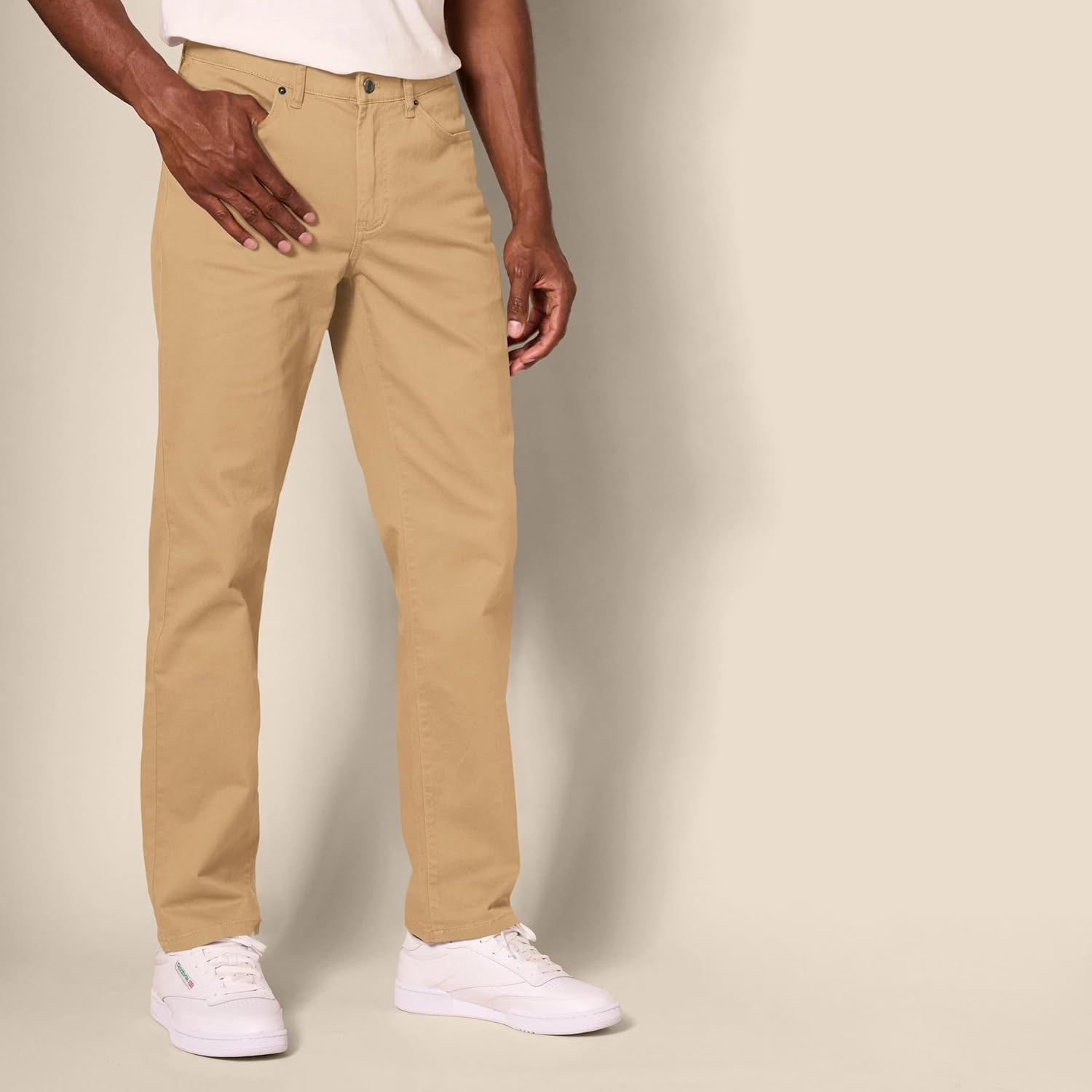 image:imageAmazon Essentials Mens 5Pocket Stretch Twill PantsDark Khaki Brown