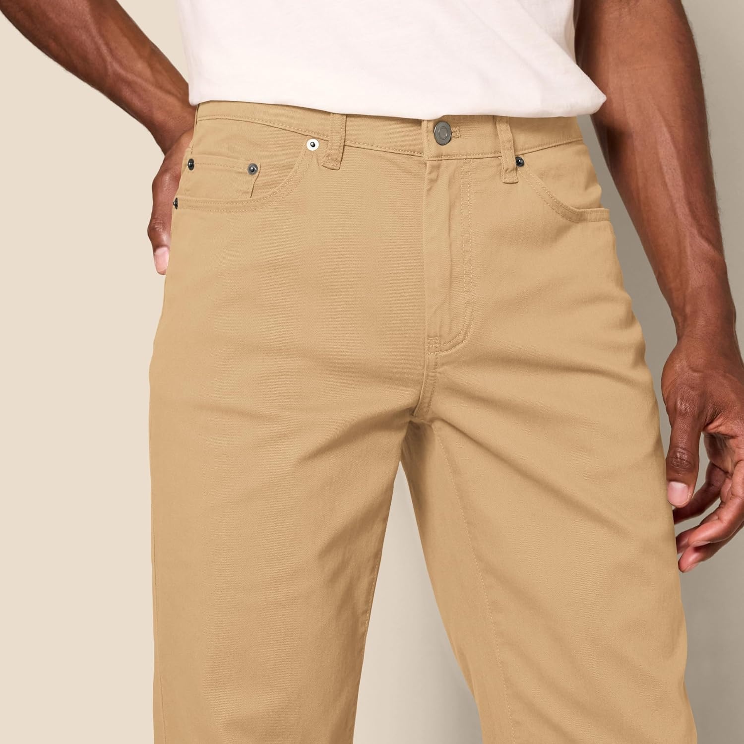 image:imageAmazon Essentials Mens 5Pocket Stretch Twill PantsDark Khaki Brown