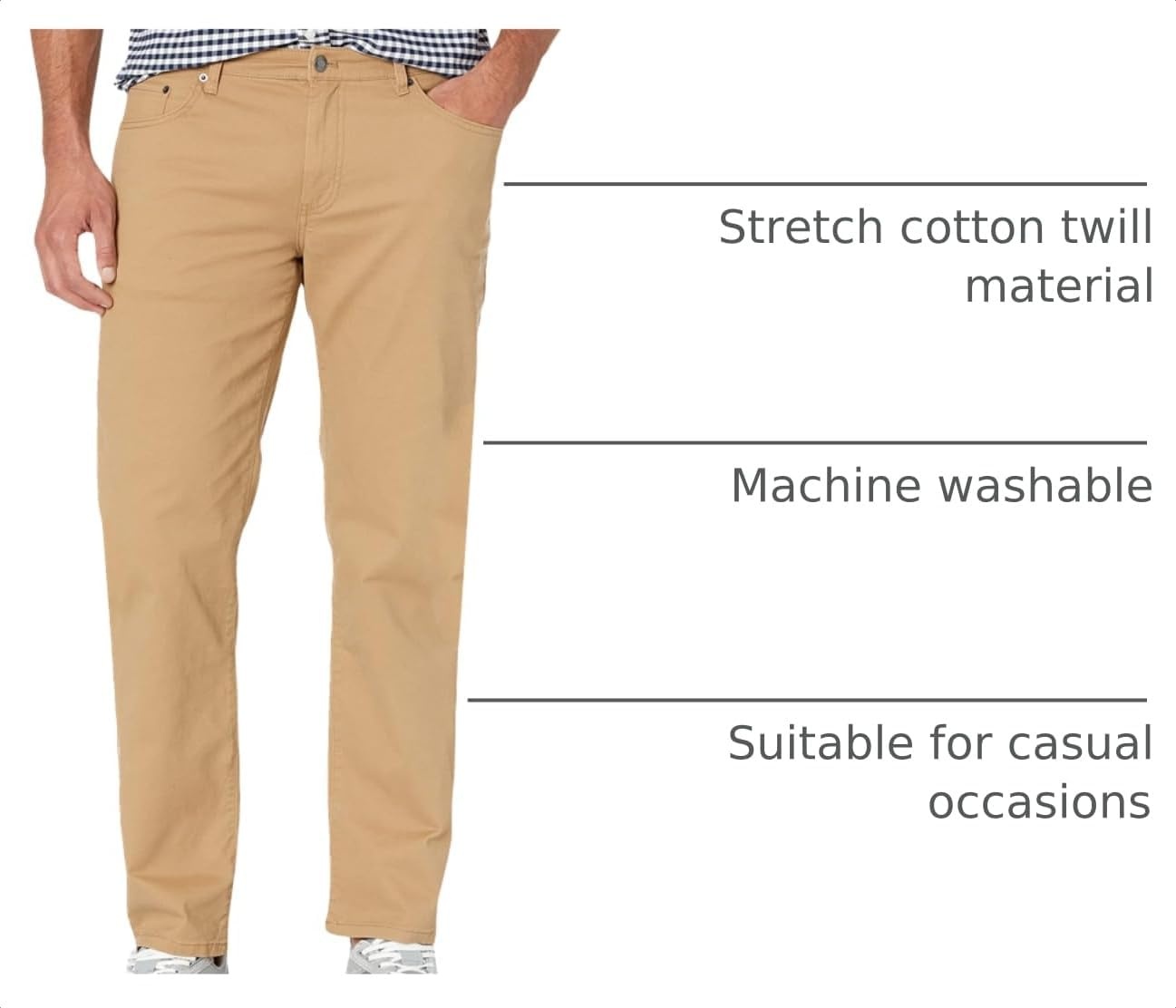 image:imageAmazon Essentials Mens 5Pocket Stretch Twill PantsDark Khaki Brown