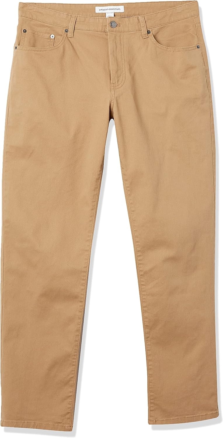 image:imageAmazon Essentials Mens 5Pocket Stretch Twill PantsDark Khaki Brown