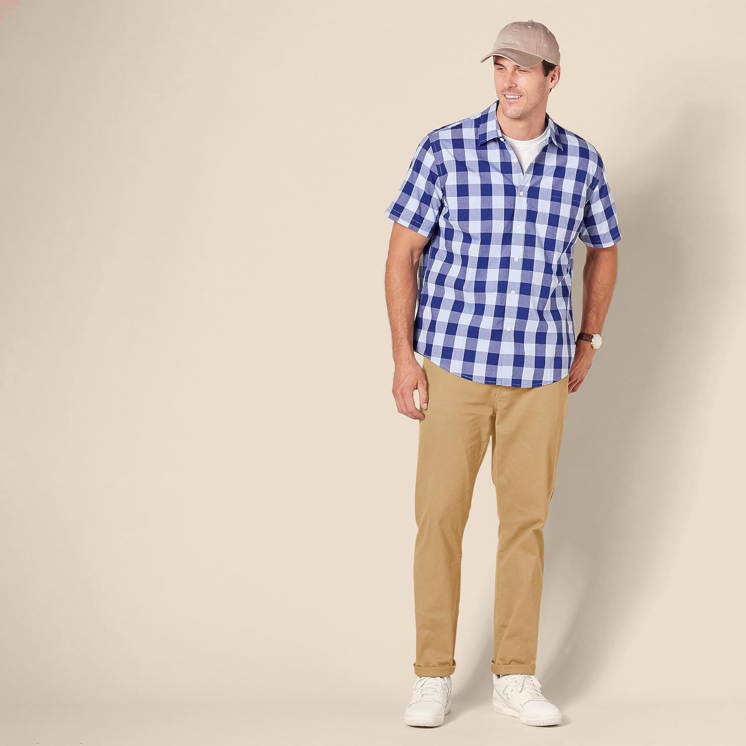 image:imageAmazon Essentials Mens 5Pocket Stretch Twill PantsDark Khaki Brown