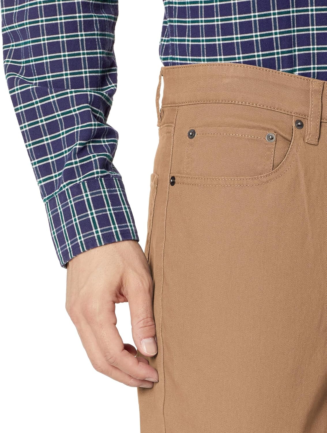 image:imageAmazon Essentials Mens 5Pocket Stretch Twill PantsDark Khaki Brown