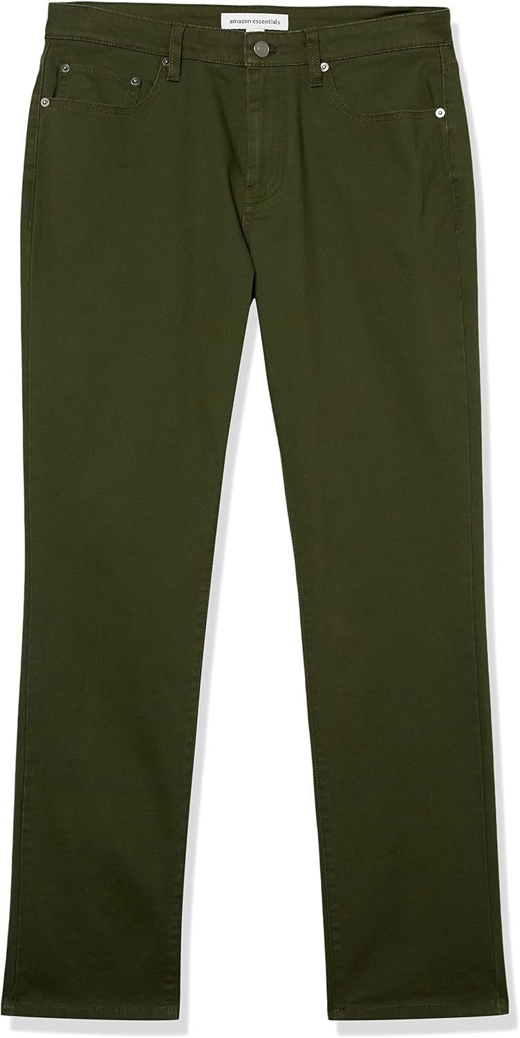 image:imageAmazon Essentials Mens 5Pocket Stretch Twill PantsDark Olive