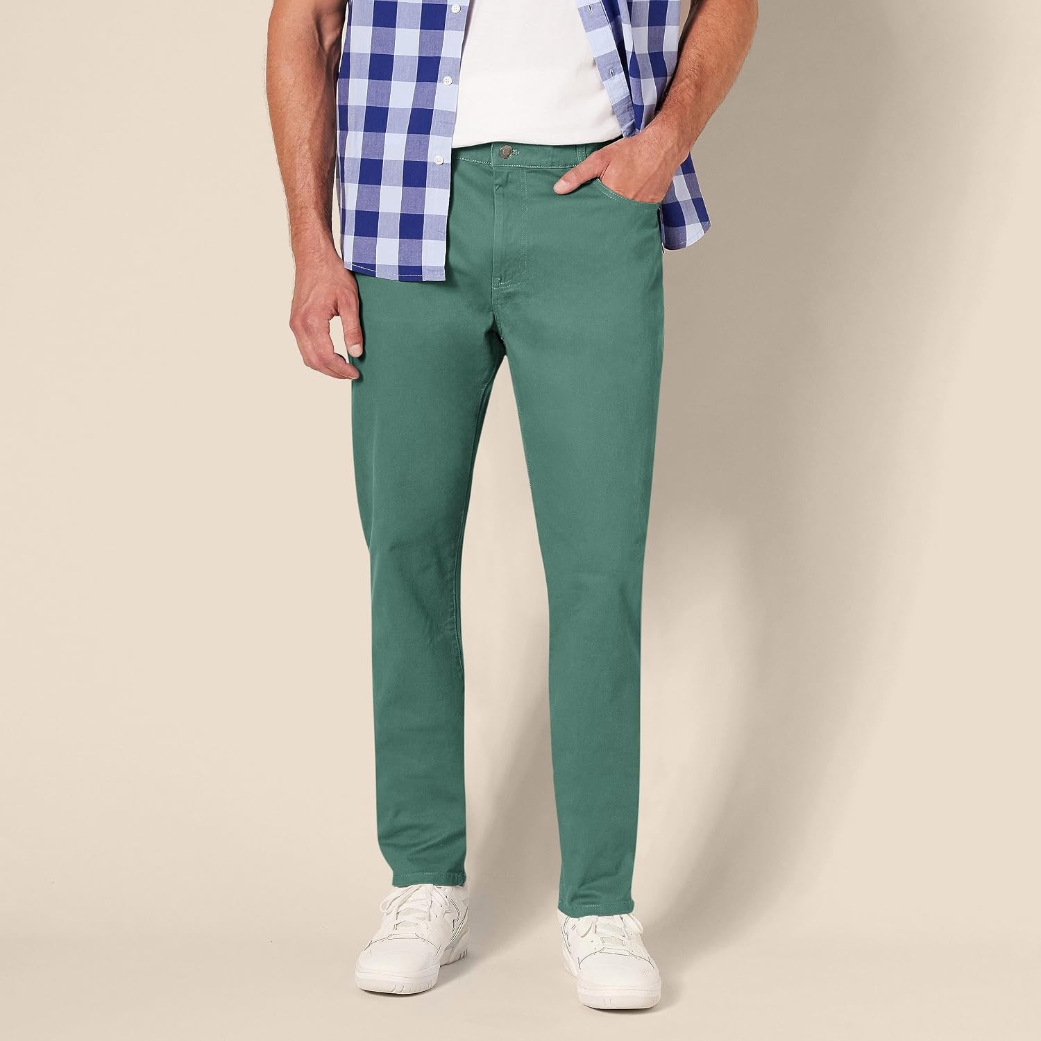 image:imageAmazon Essentials Mens 5Pocket Stretch Twill PantsGreen