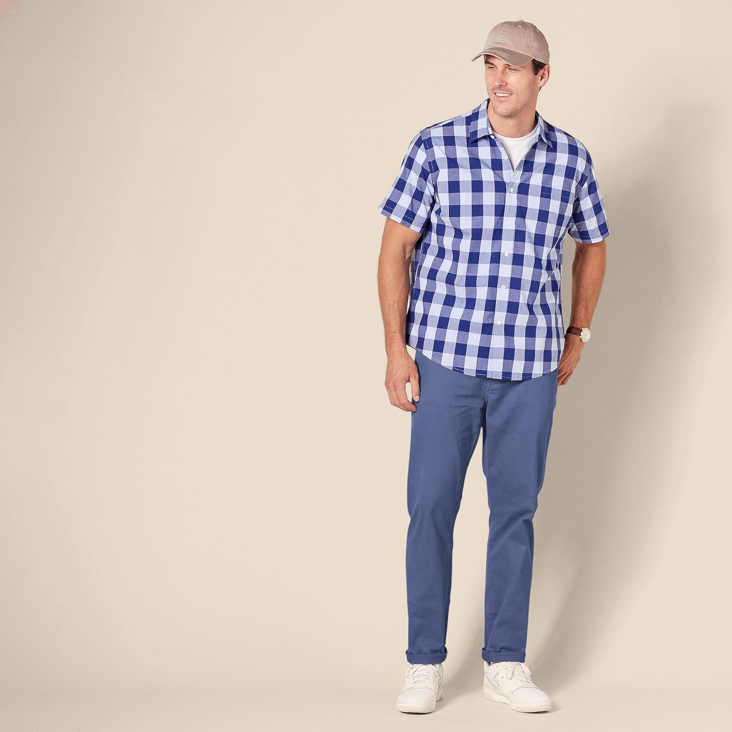 image:imageAmazon Essentials Mens 5Pocket Stretch Twill PantsIndigo Blue