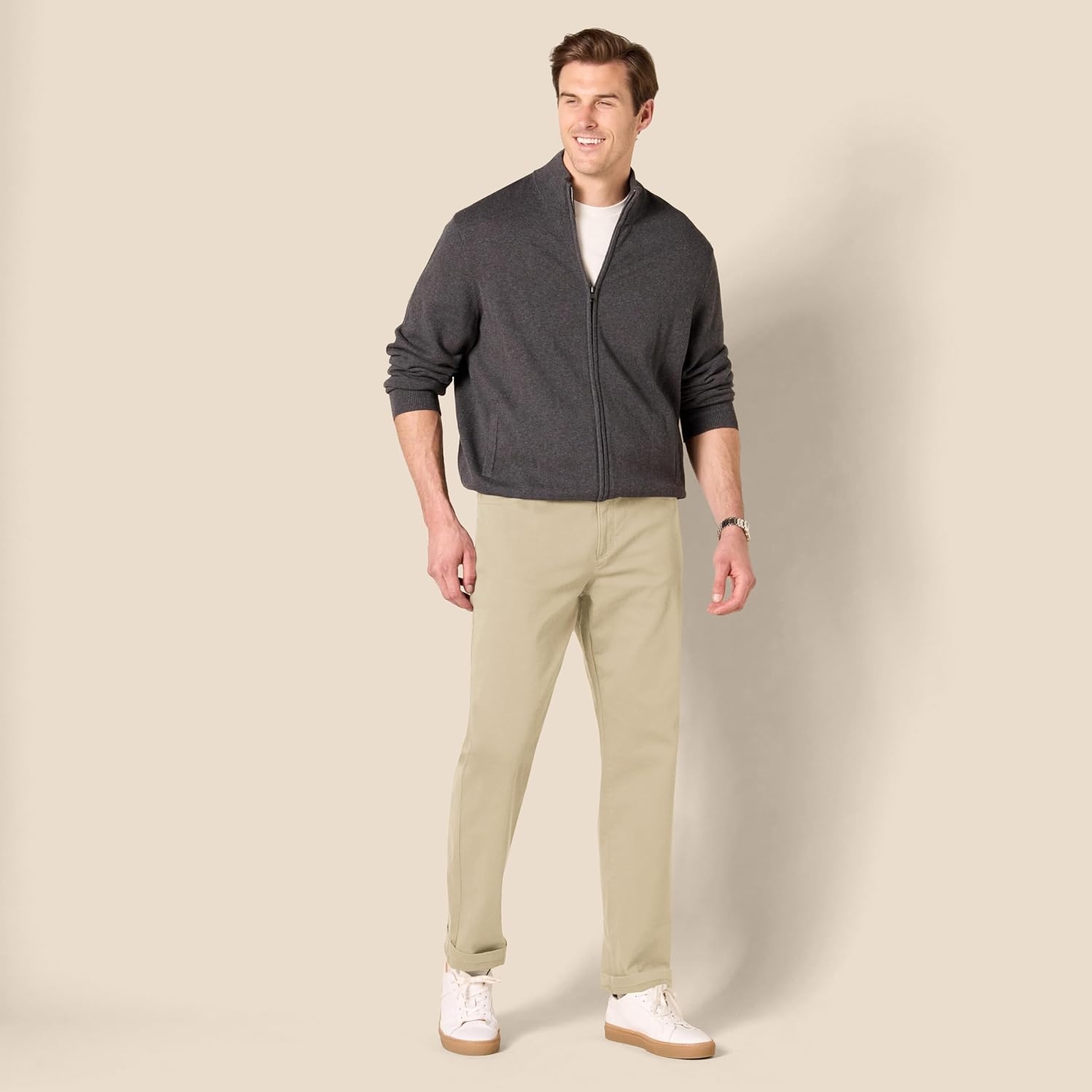 image:imageAmazon Essentials Mens 5Pocket Stretch Twill PantsKhaki Brown