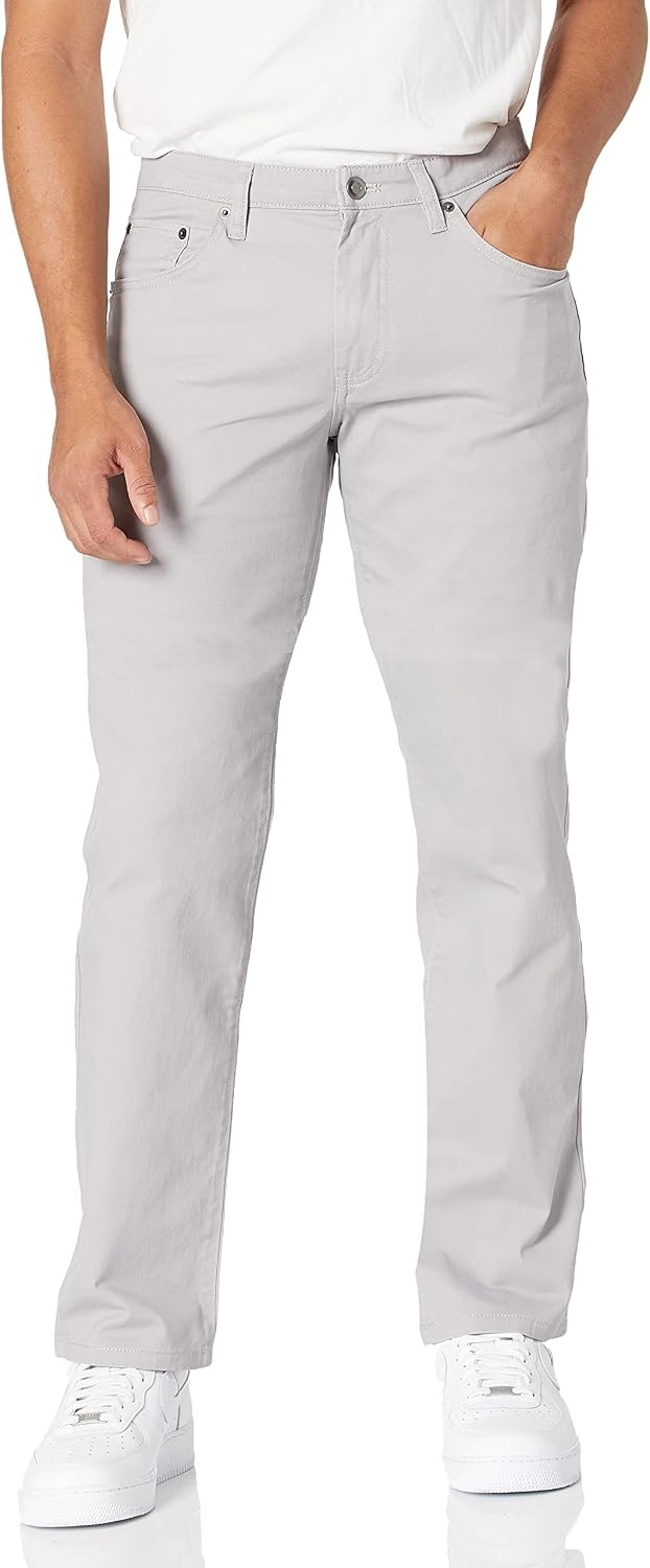 image:imageAmazon Essentials Mens 5Pocket Stretch Twill PantsLight Grey