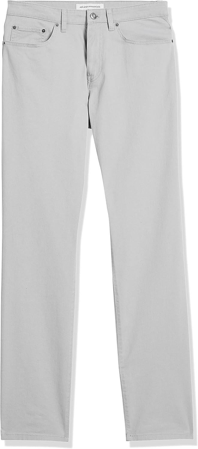 image:imageAmazon Essentials Mens 5Pocket Stretch Twill PantsLight Grey
