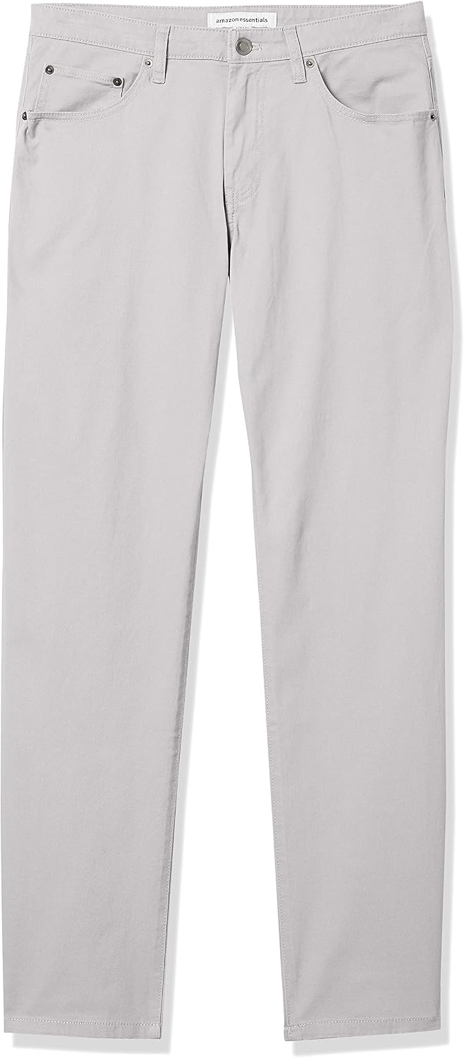 image:imageAmazon Essentials Mens 5Pocket Stretch Twill PantsLight Grey