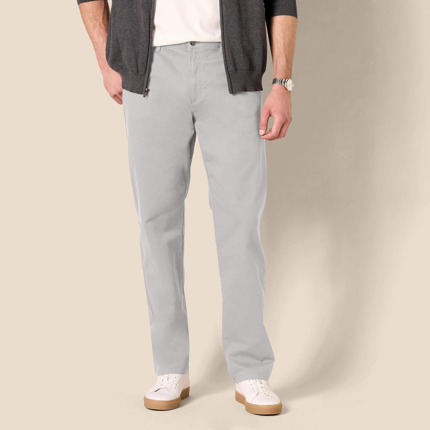 image:imageAmazon Essentials Mens 5Pocket Stretch Twill PantsLight Grey