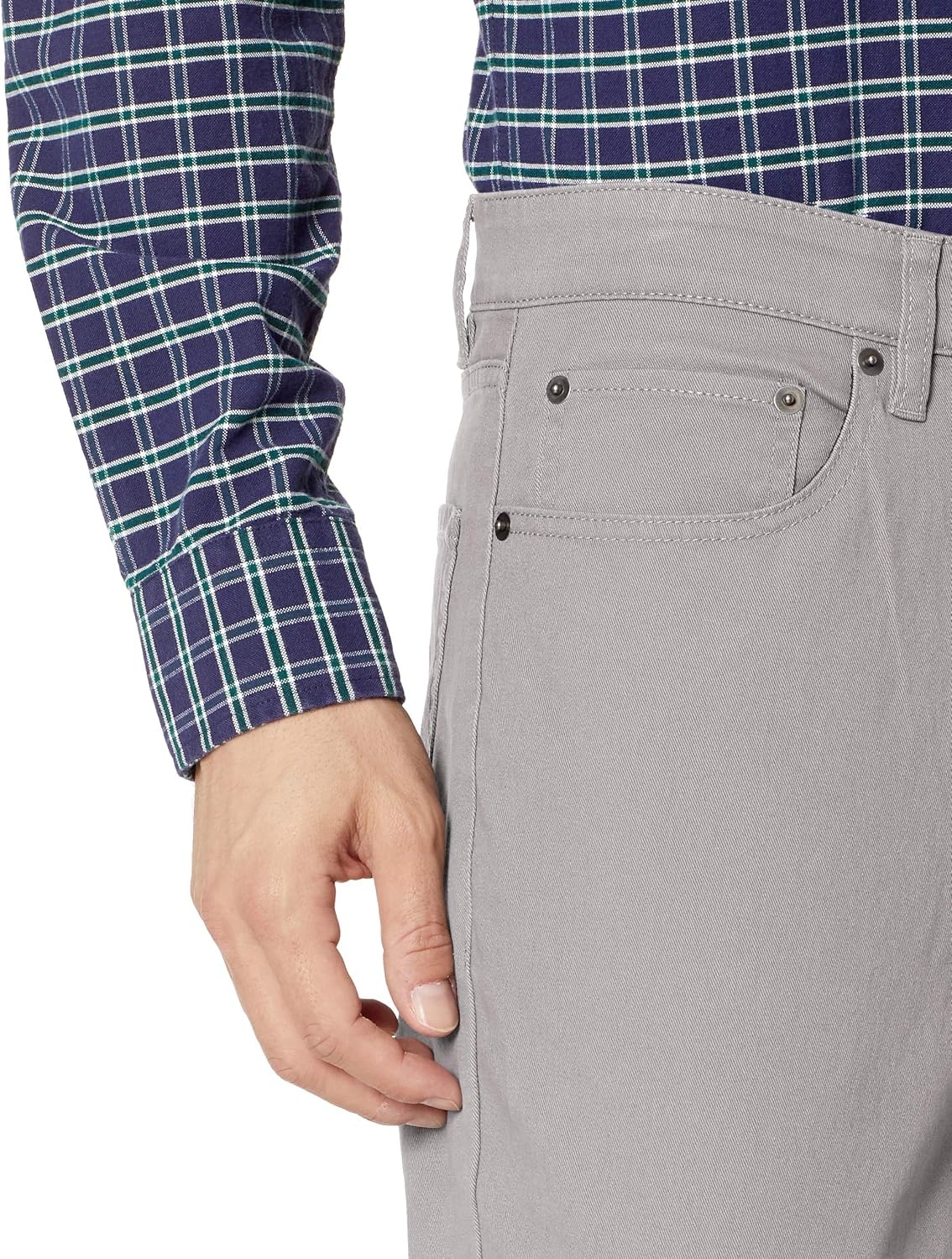 image:imageAmazon Essentials Mens 5Pocket Stretch Twill PantsLight Grey