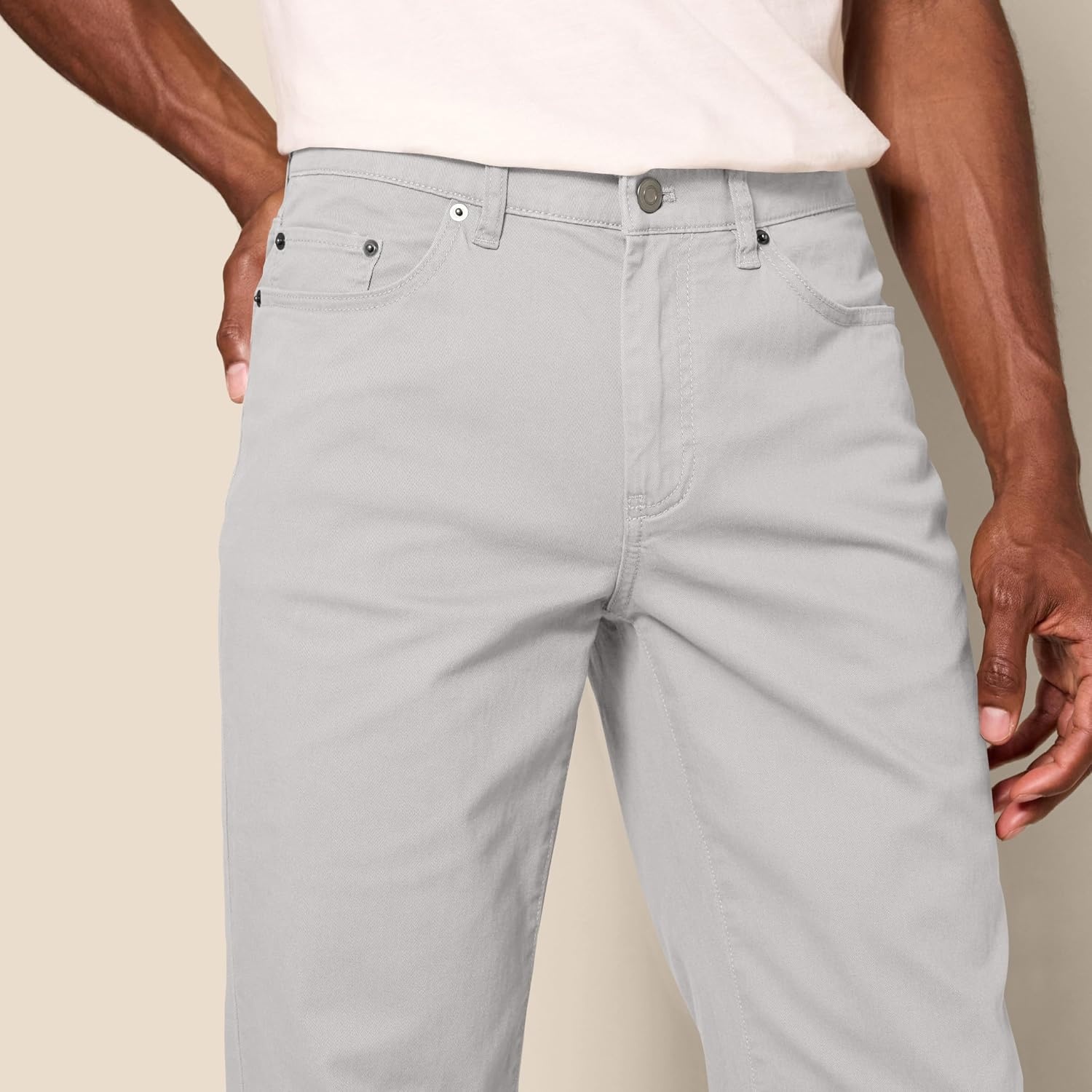 image:imageAmazon Essentials Mens 5Pocket Stretch Twill PantsLight Grey