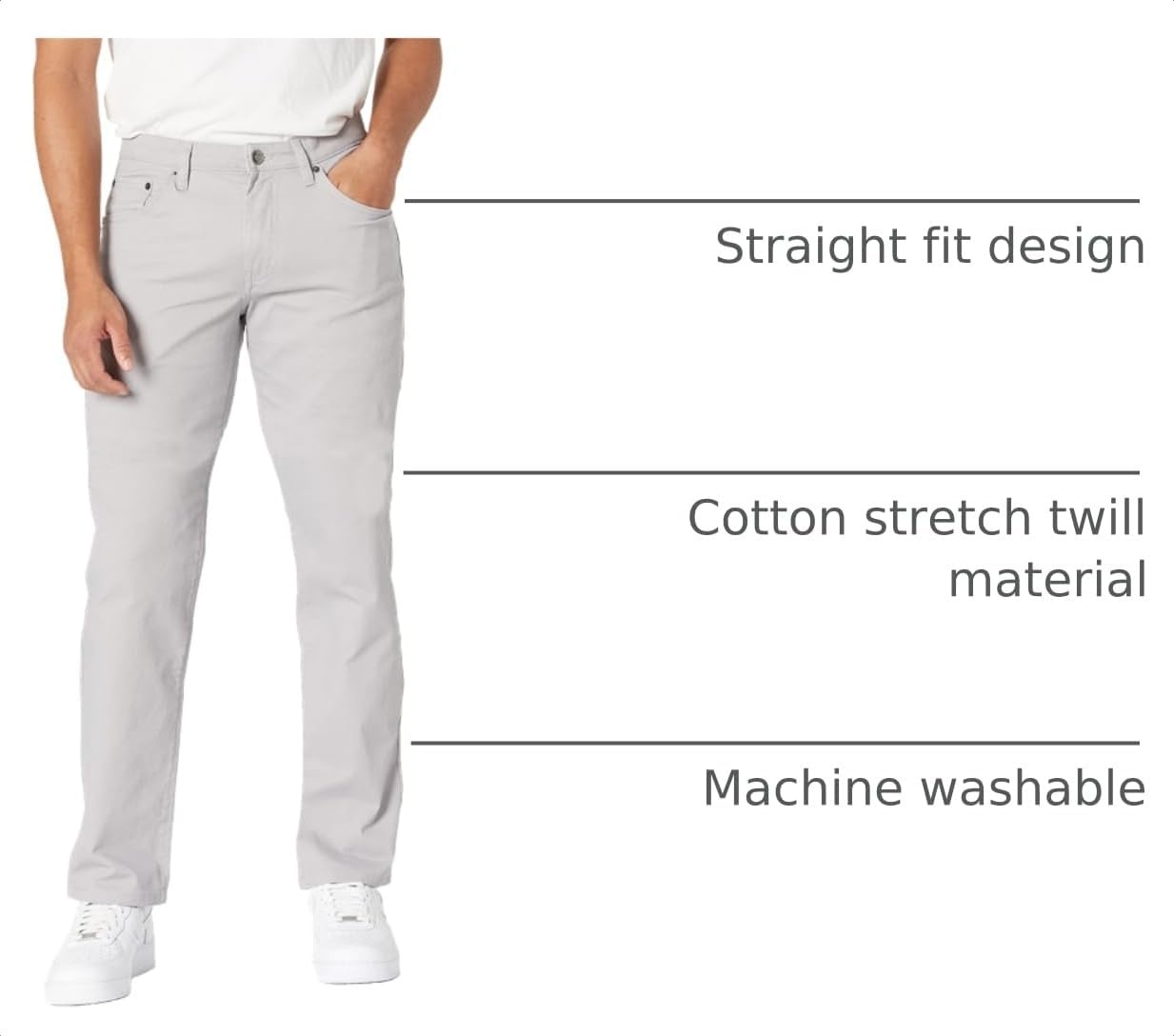 image:imageAmazon Essentials Mens 5Pocket Stretch Twill PantsLight Grey