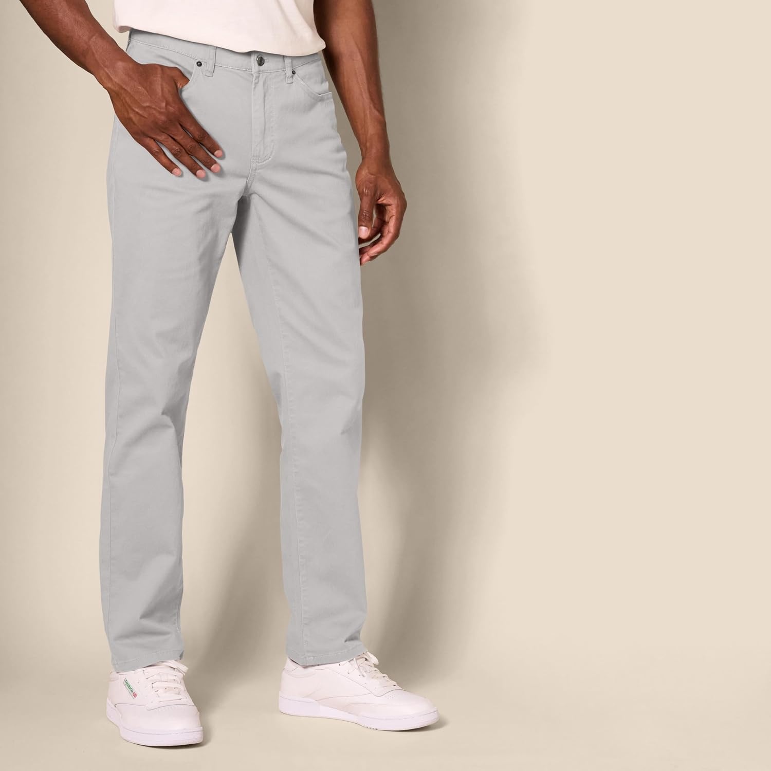 image:imageAmazon Essentials Mens 5Pocket Stretch Twill PantsLight Grey