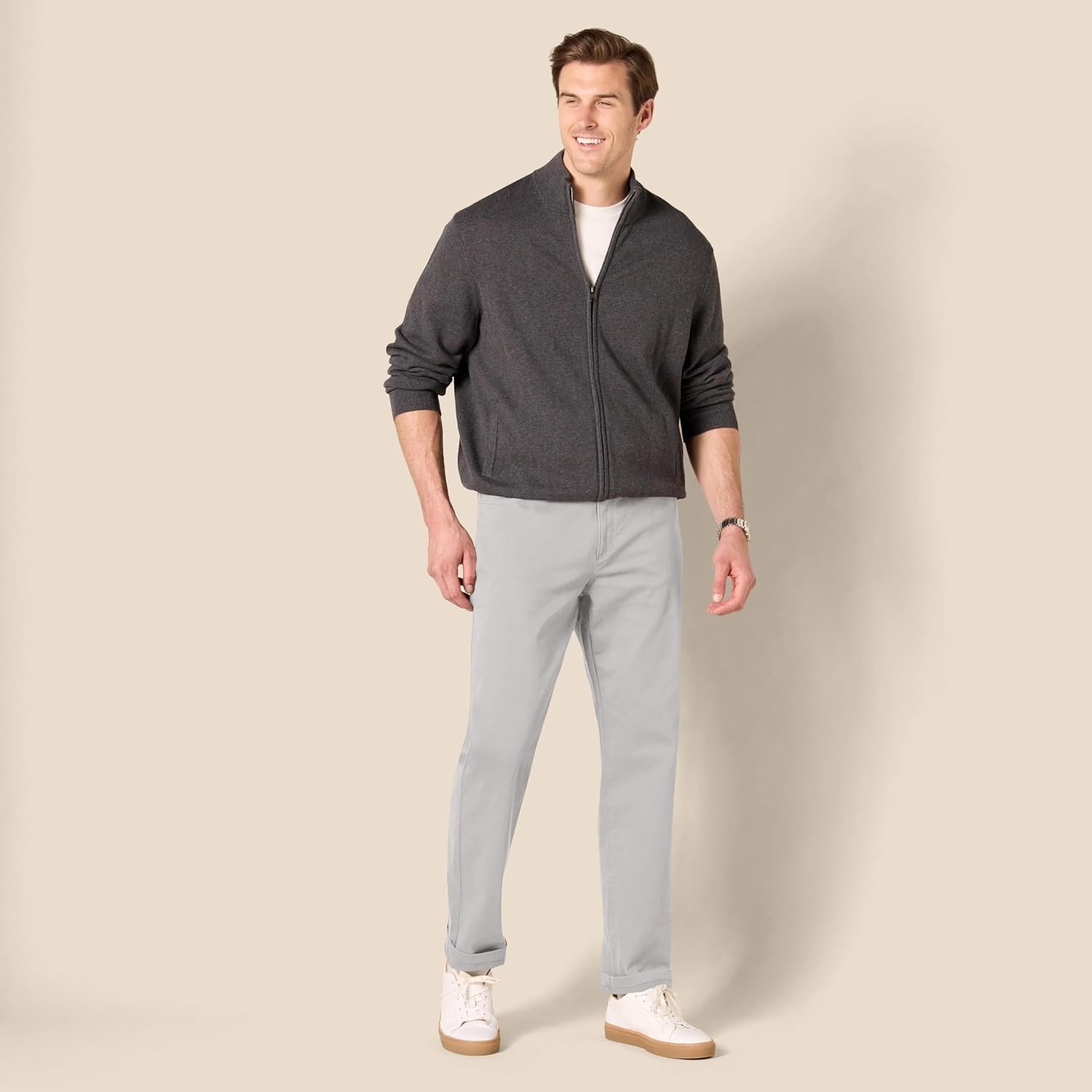 image:imageAmazon Essentials Mens 5Pocket Stretch Twill PantsLight Grey