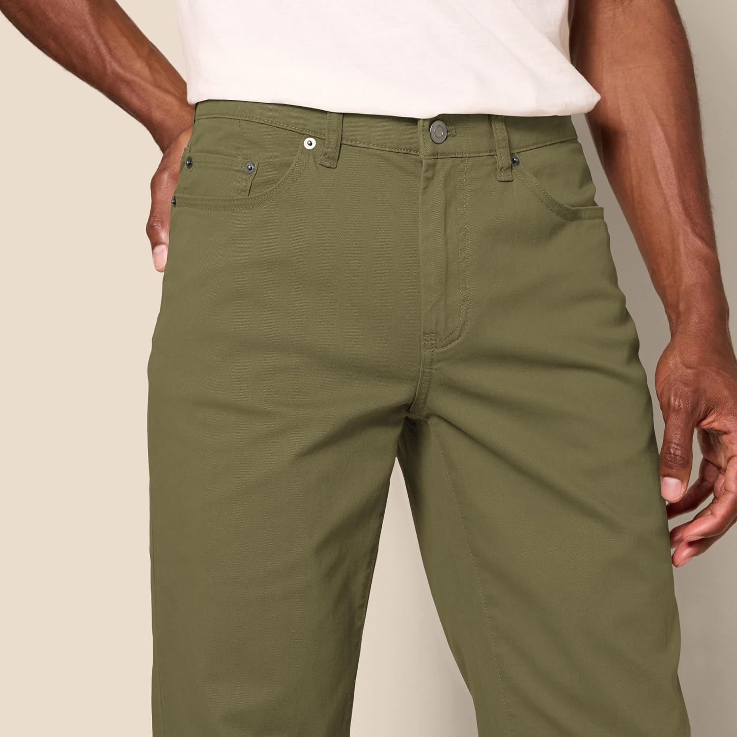 image:imageAmazon Essentials Mens 5Pocket Stretch Twill PantsOlive