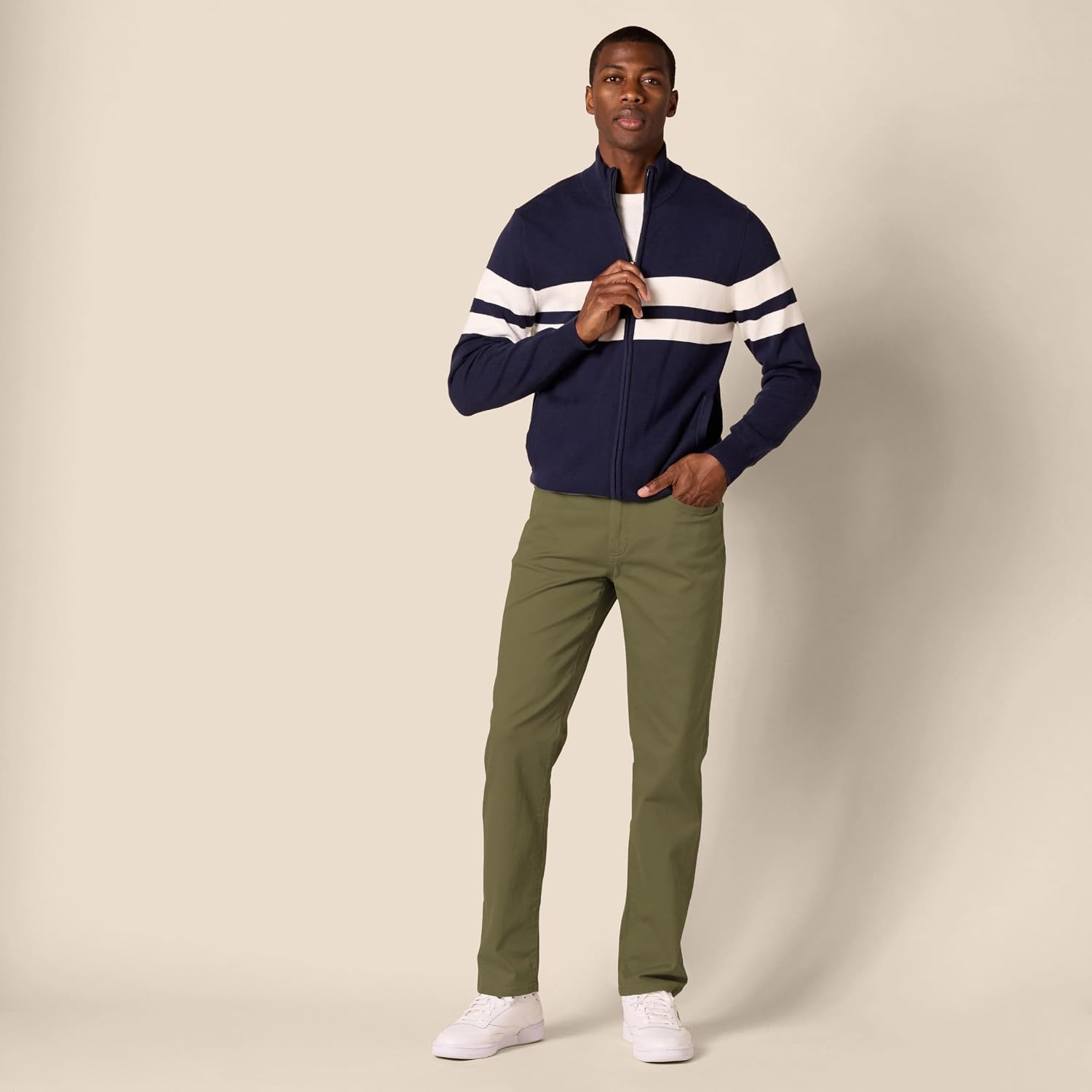 image:imageAmazon Essentials Mens 5Pocket Stretch Twill PantsOlive