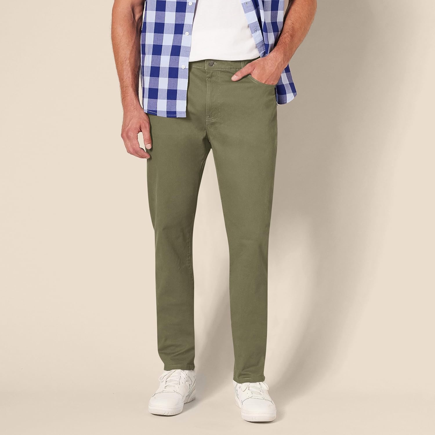 image:imageAmazon Essentials Mens 5Pocket Stretch Twill PantsOlive