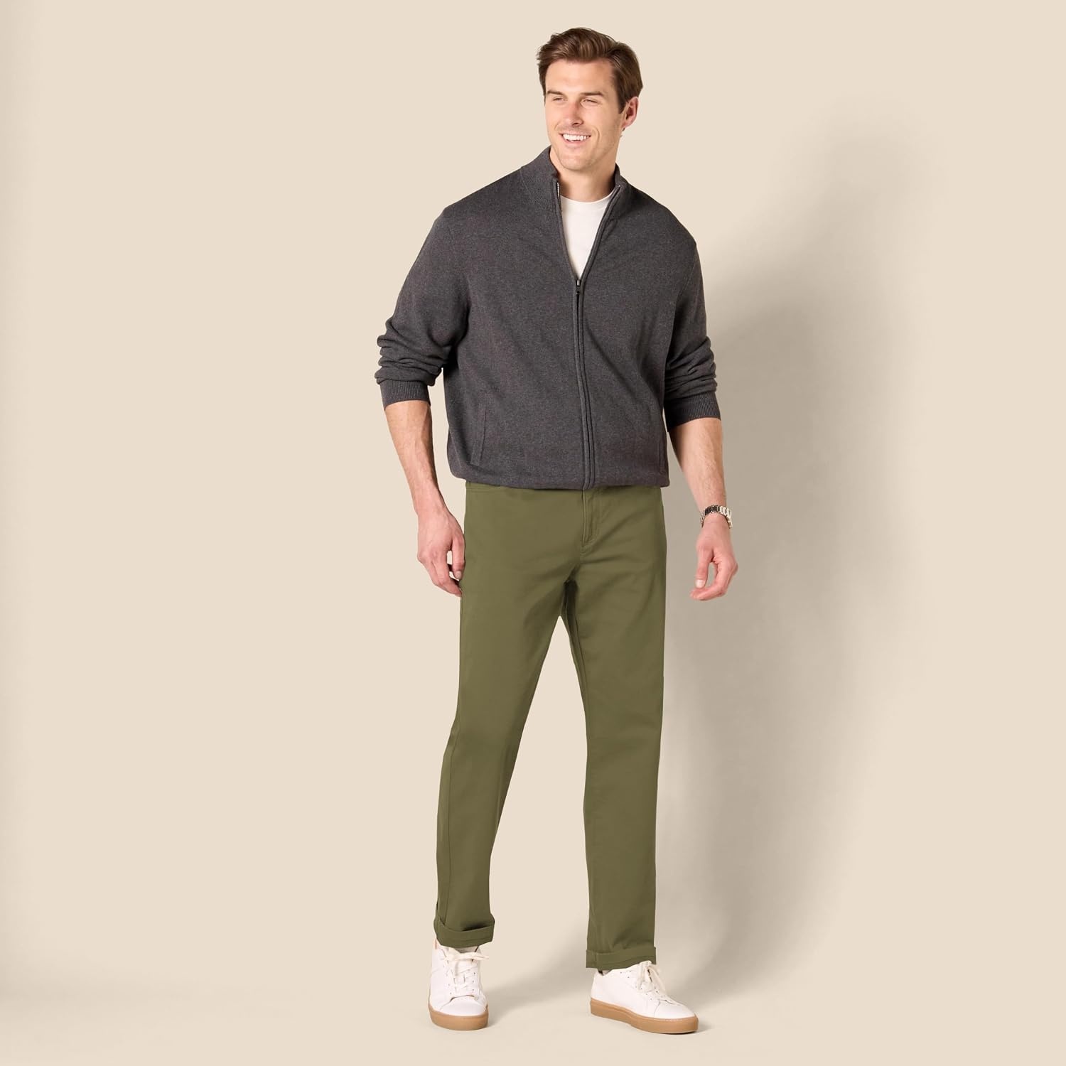 image:imageAmazon Essentials Mens 5Pocket Stretch Twill PantsOlive