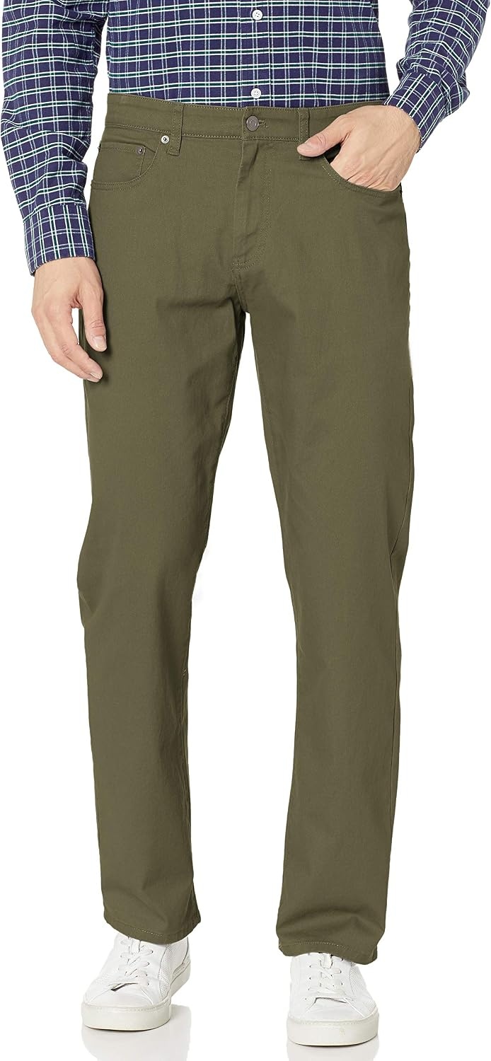 image:imageAmazon Essentials Mens 5Pocket Stretch Twill PantsOlive