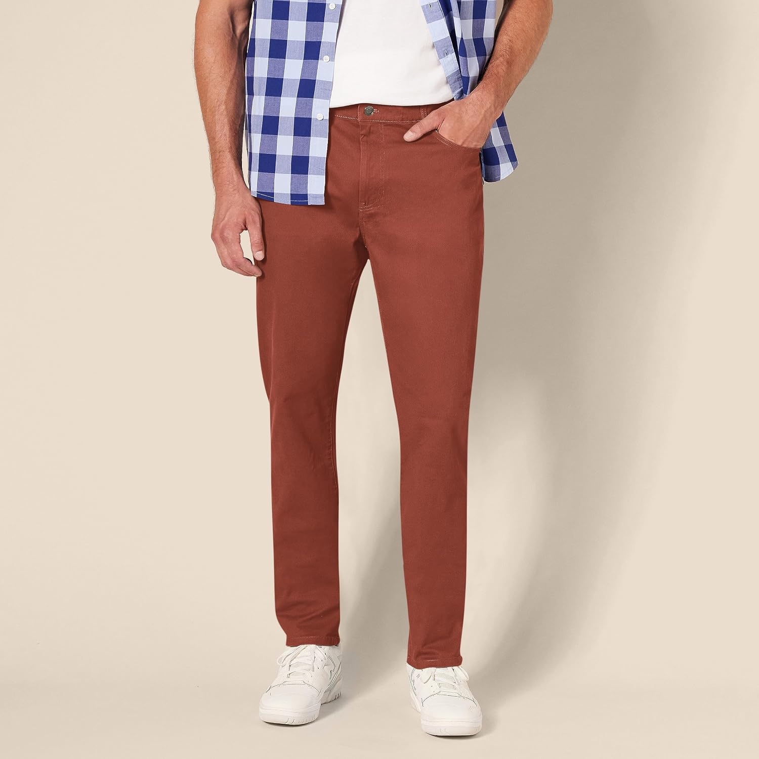 image:imageAmazon Essentials Mens 5Pocket Stretch Twill PantsRust