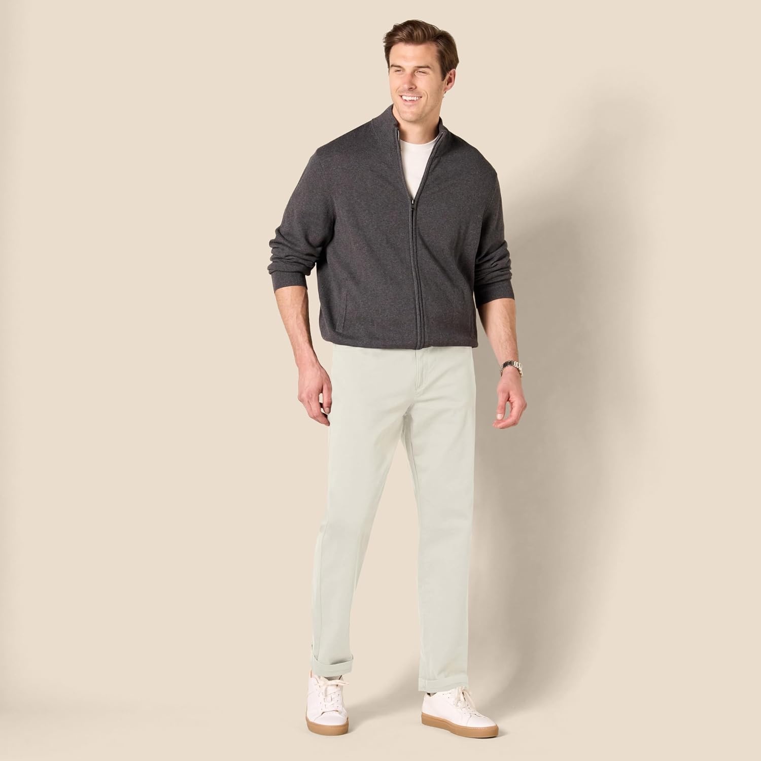 image:imageAmazon Essentials Mens 5Pocket Stretch Twill PantsStone