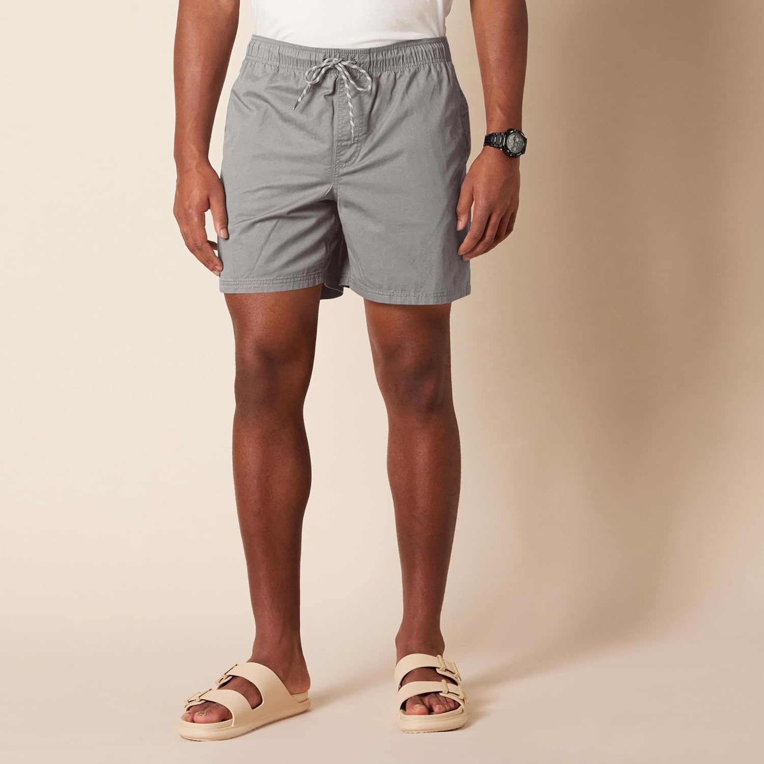 image:imageAmazon Essentials Mens 6 Inseam Regular Fit Drawstring Shorts with Elastic Waist and PocketsGrey