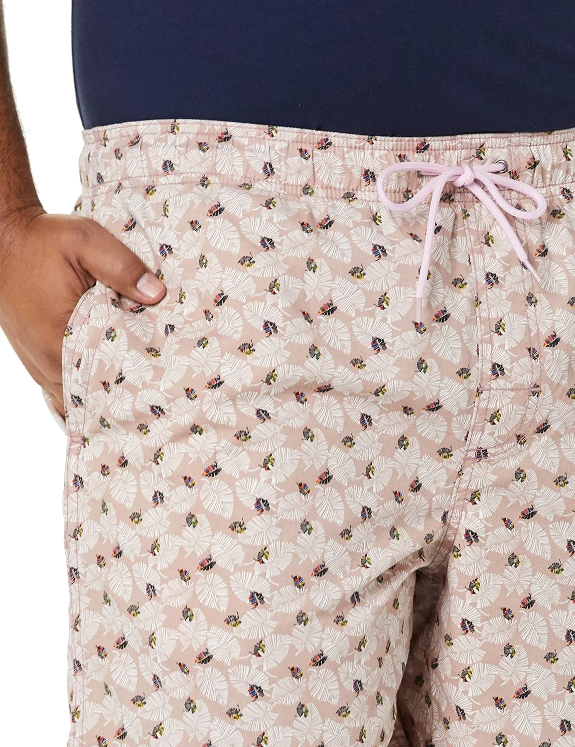 image:imageAmazon Essentials Mens 6 Inseam Regular Fit Drawstring Shorts with Elastic Waist and PocketsLavender Palm Leaf Print