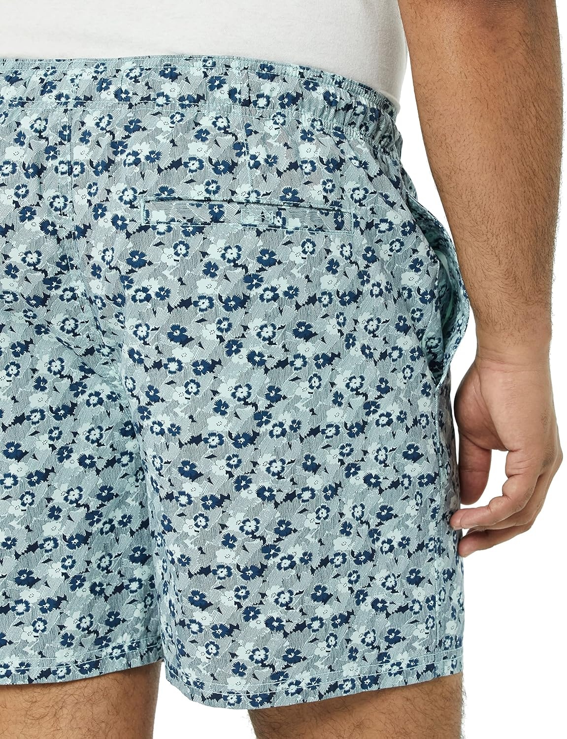 image:imageAmazon Essentials Mens 6 Inseam Regular Fit Drawstring Shorts with Elastic Waist and PocketsLight Blue Graphic Flower