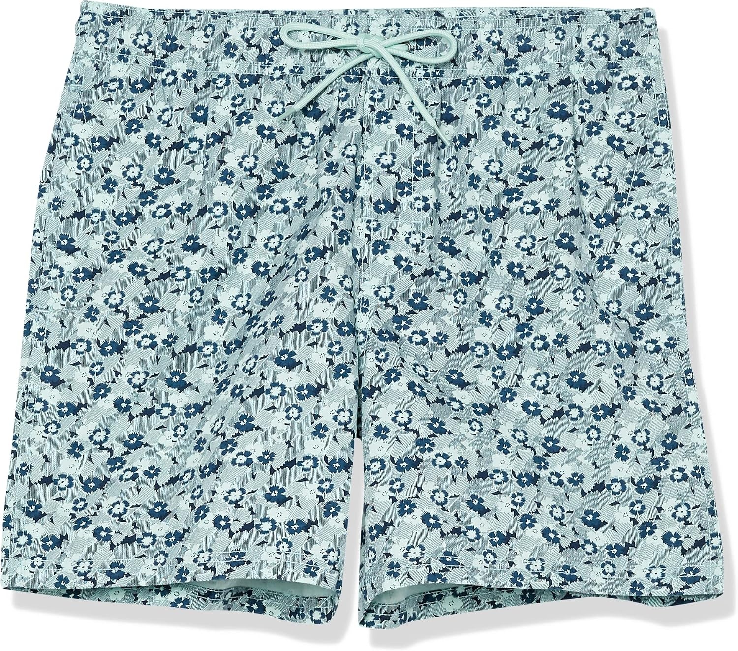 image:imageAmazon Essentials Mens 6 Inseam Regular Fit Drawstring Shorts with Elastic Waist and PocketsLight Blue Graphic Flower