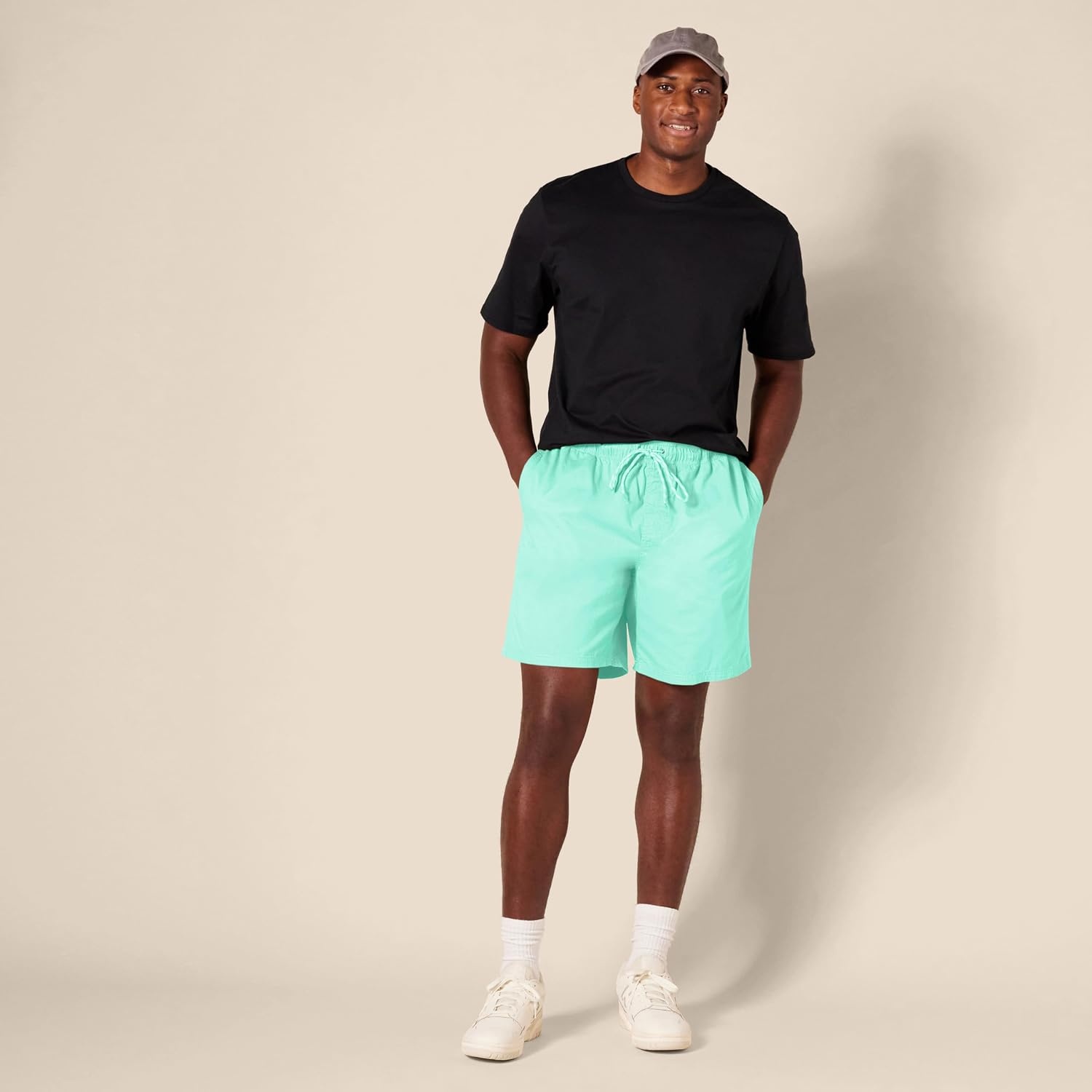 image:imageAmazon Essentials Mens 8 Inseam RelaxedFit Cotton Drawstring PullOn Walk Shorts SummerWeightAqua Green