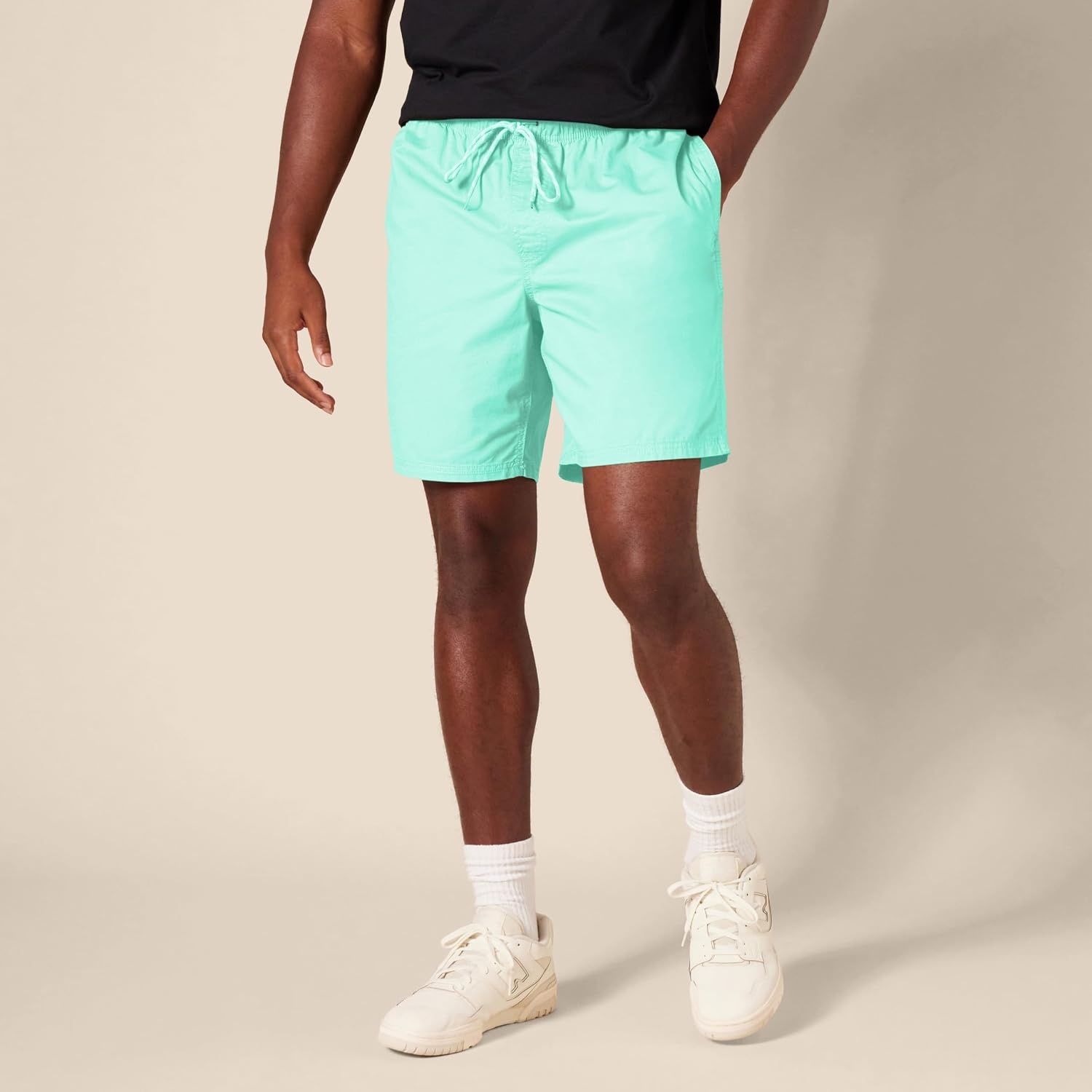 image:imageAmazon Essentials Mens 8 Inseam RelaxedFit Cotton Drawstring PullOn Walk Shorts SummerWeightAqua Green