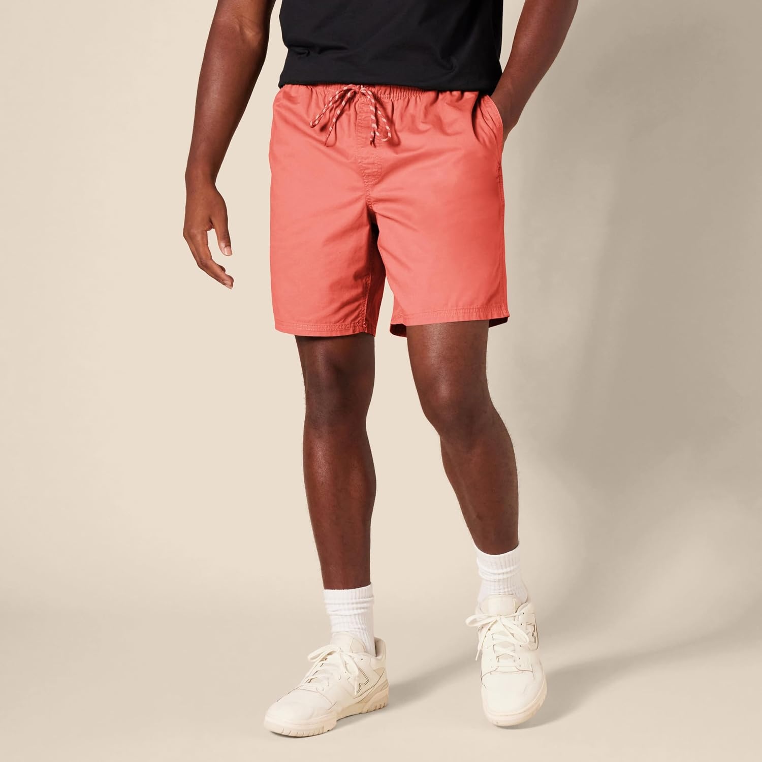 image:imageAmazon Essentials Mens 8 Inseam RelaxedFit Cotton Drawstring PullOn Walk Shorts SummerWeightCoral
