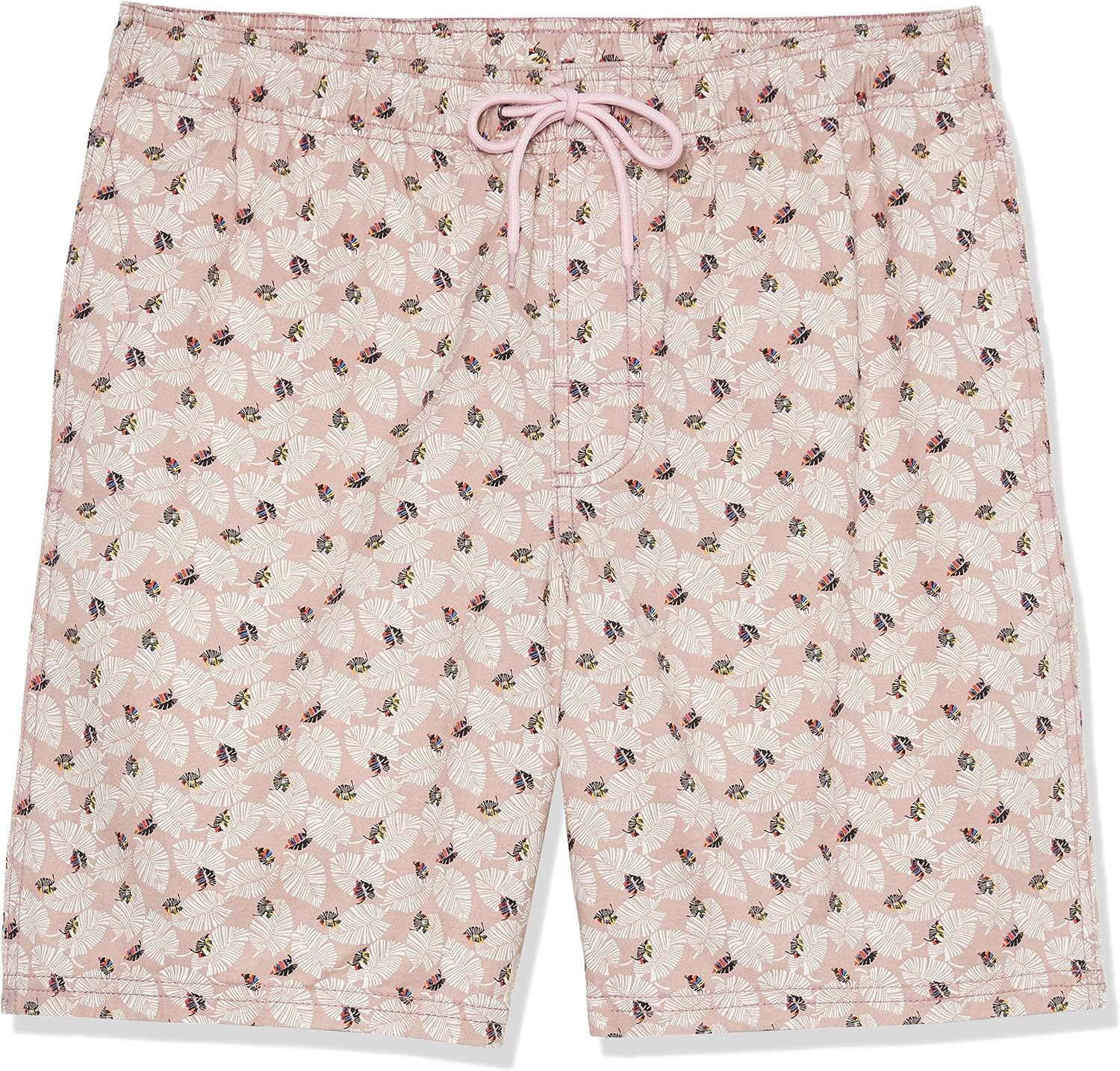 image:imageAmazon Essentials Mens 8 Inseam RelaxedFit Cotton Drawstring PullOn Walk Shorts SummerWeightDusty Pink Palm Leaf Print