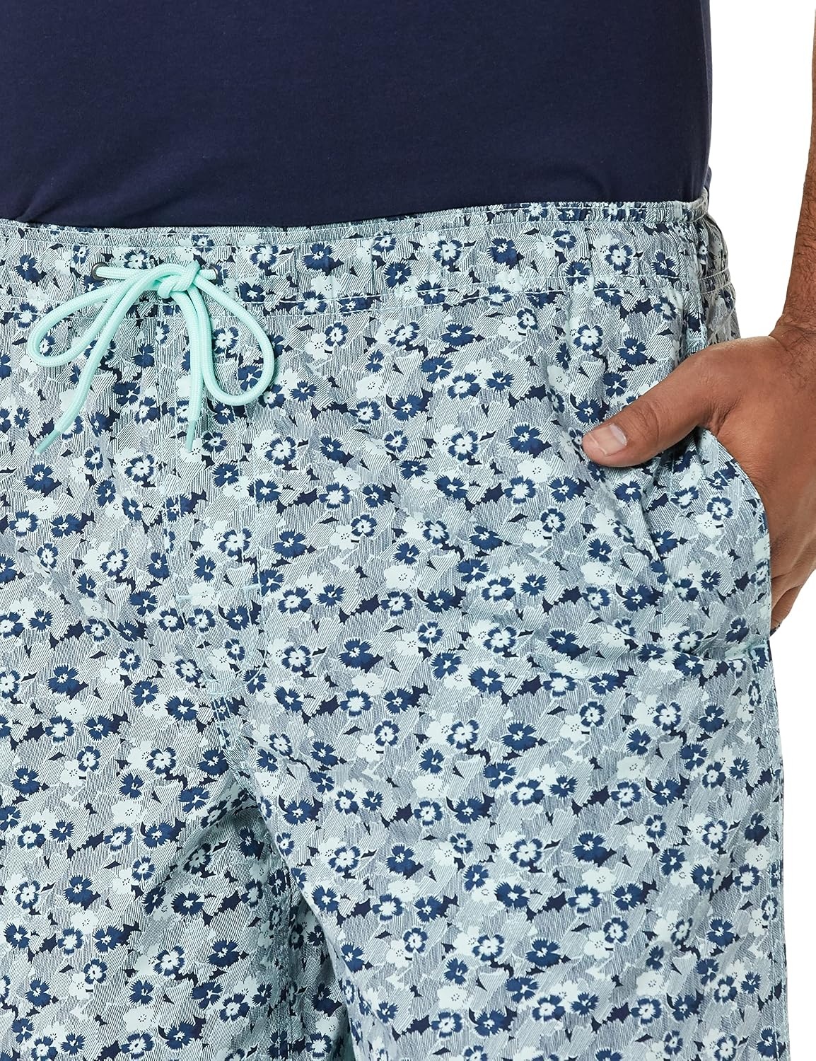 image:imageAmazon Essentials Mens 8 Inseam RelaxedFit Cotton Drawstring PullOn Walk Shorts SummerWeightGreen Floral