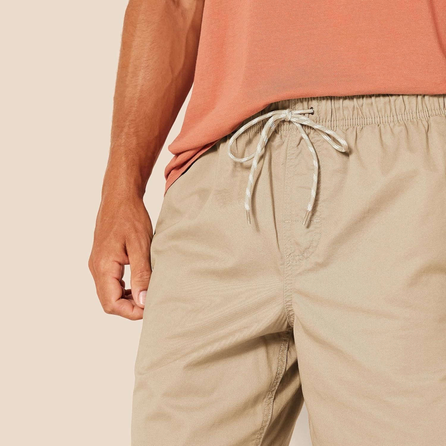image:imageAmazon Essentials Mens 8 Inseam RelaxedFit Cotton Drawstring PullOn Walk Shorts SummerWeightKhaki
