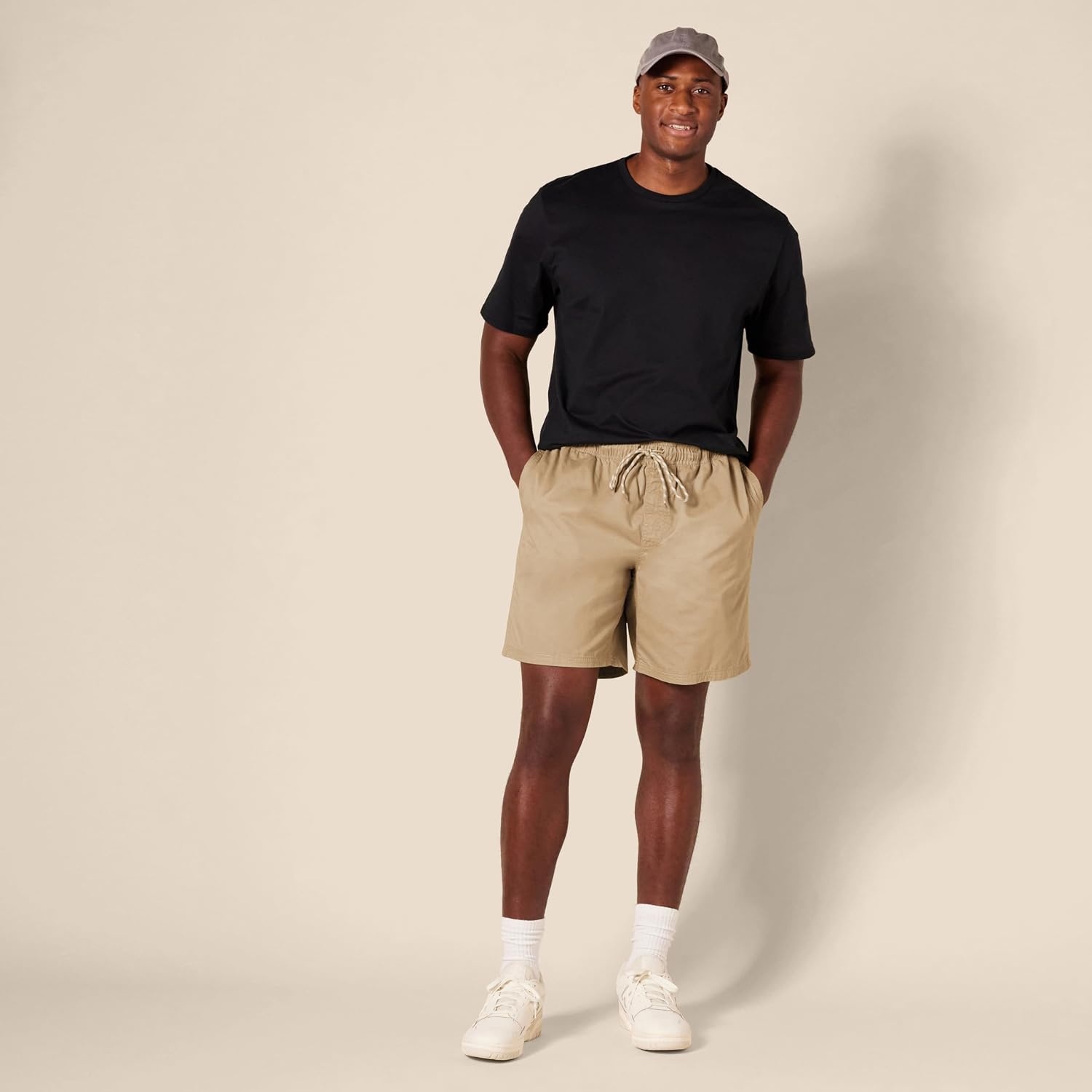 image:imageAmazon Essentials Mens 8 Inseam RelaxedFit Cotton Drawstring PullOn Walk Shorts SummerWeightKhaki