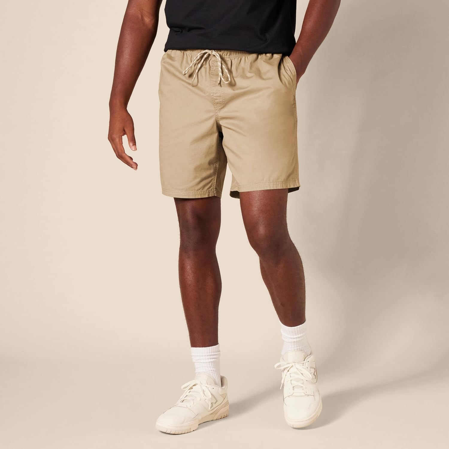 image:imageAmazon Essentials Mens 8 Inseam RelaxedFit Cotton Drawstring PullOn Walk Shorts SummerWeightKhaki Brown