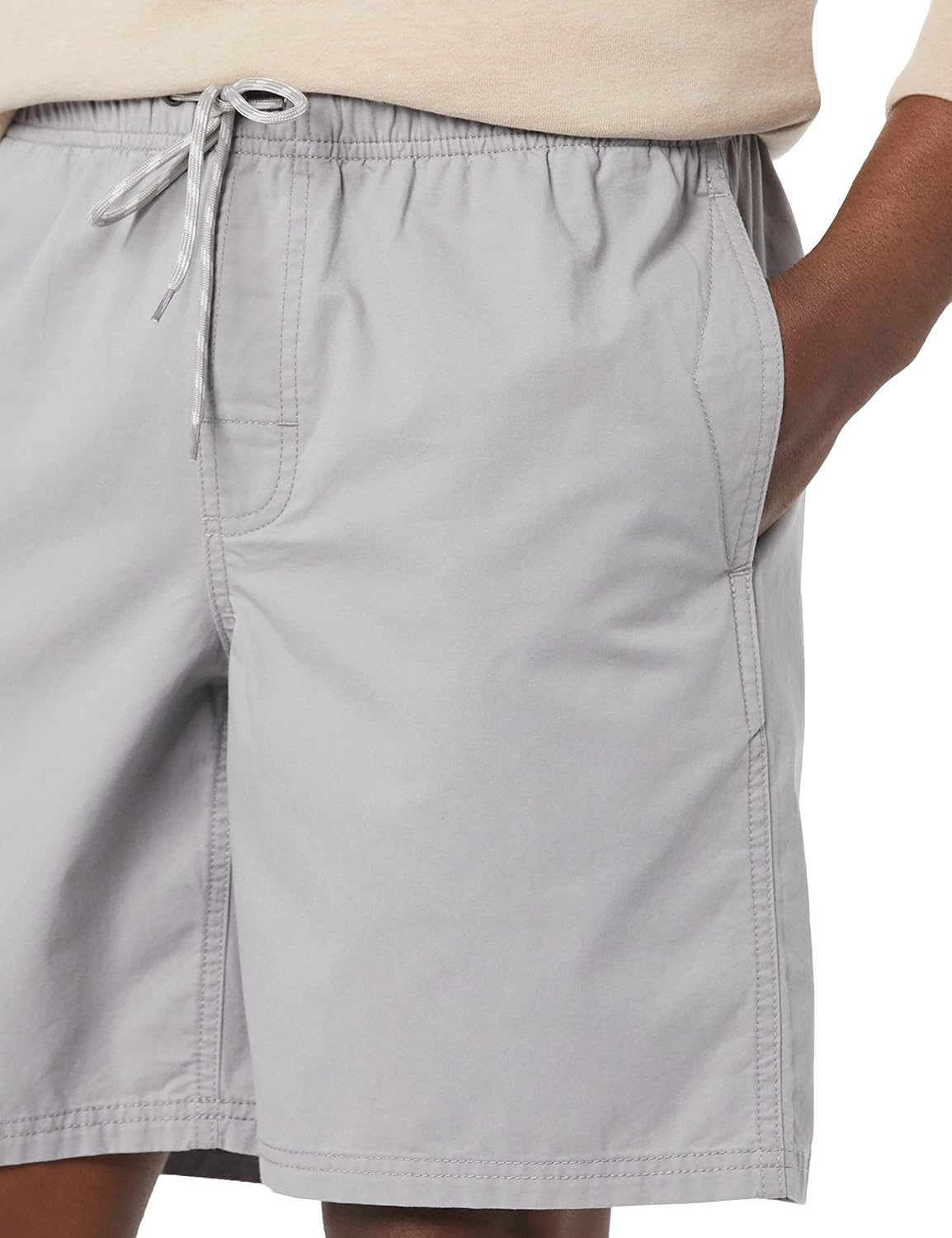 image:imageAmazon Essentials Mens 8 Inseam RelaxedFit Cotton Drawstring PullOn Walk Shorts SummerWeightLight Grey