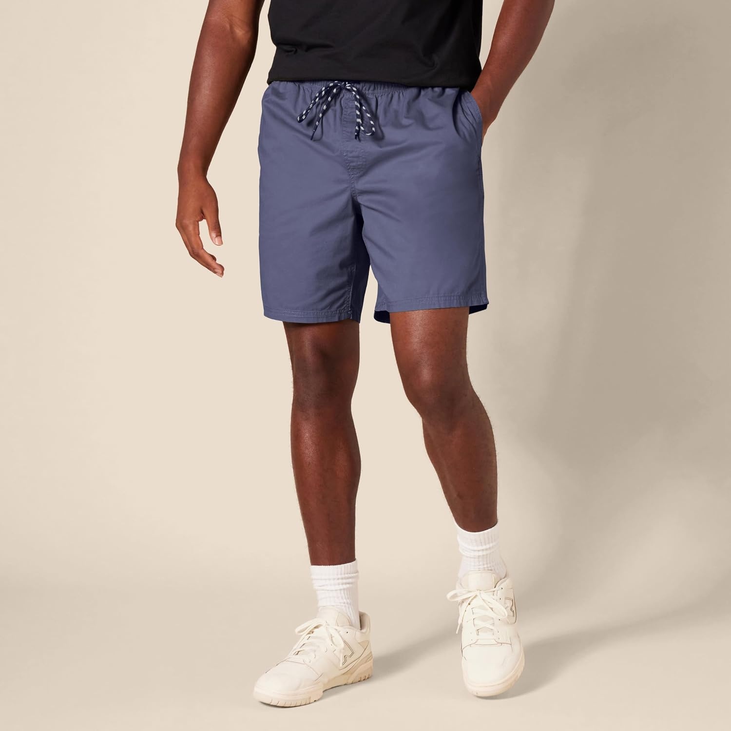 image:imageAmazon Essentials Mens 8 Inseam RelaxedFit Cotton Drawstring PullOn Walk Shorts SummerWeightNavy