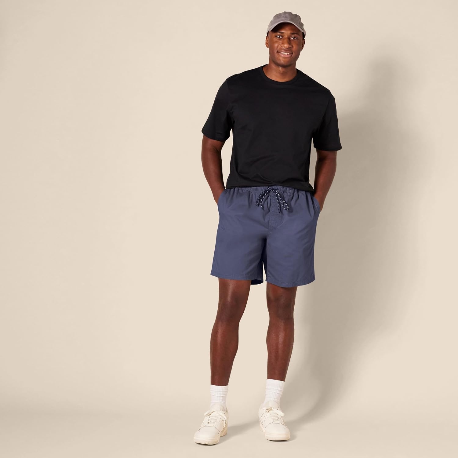 image:imageAmazon Essentials Mens 8 Inseam RelaxedFit Cotton Drawstring PullOn Walk Shorts SummerWeightNavy