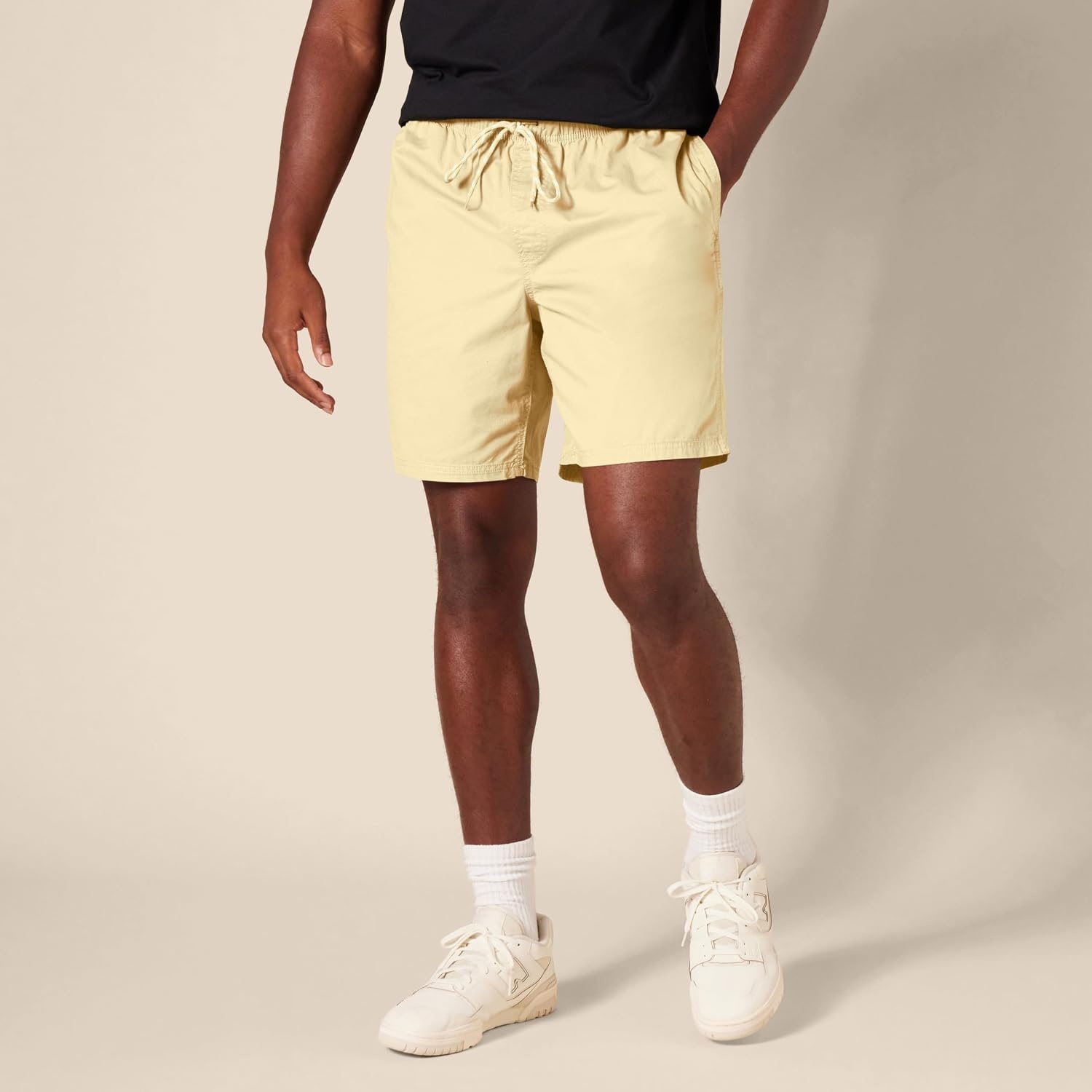 image:imageAmazon Essentials Mens 8 Inseam RelaxedFit Cotton Drawstring PullOn Walk Shorts SummerWeightPale Yellow