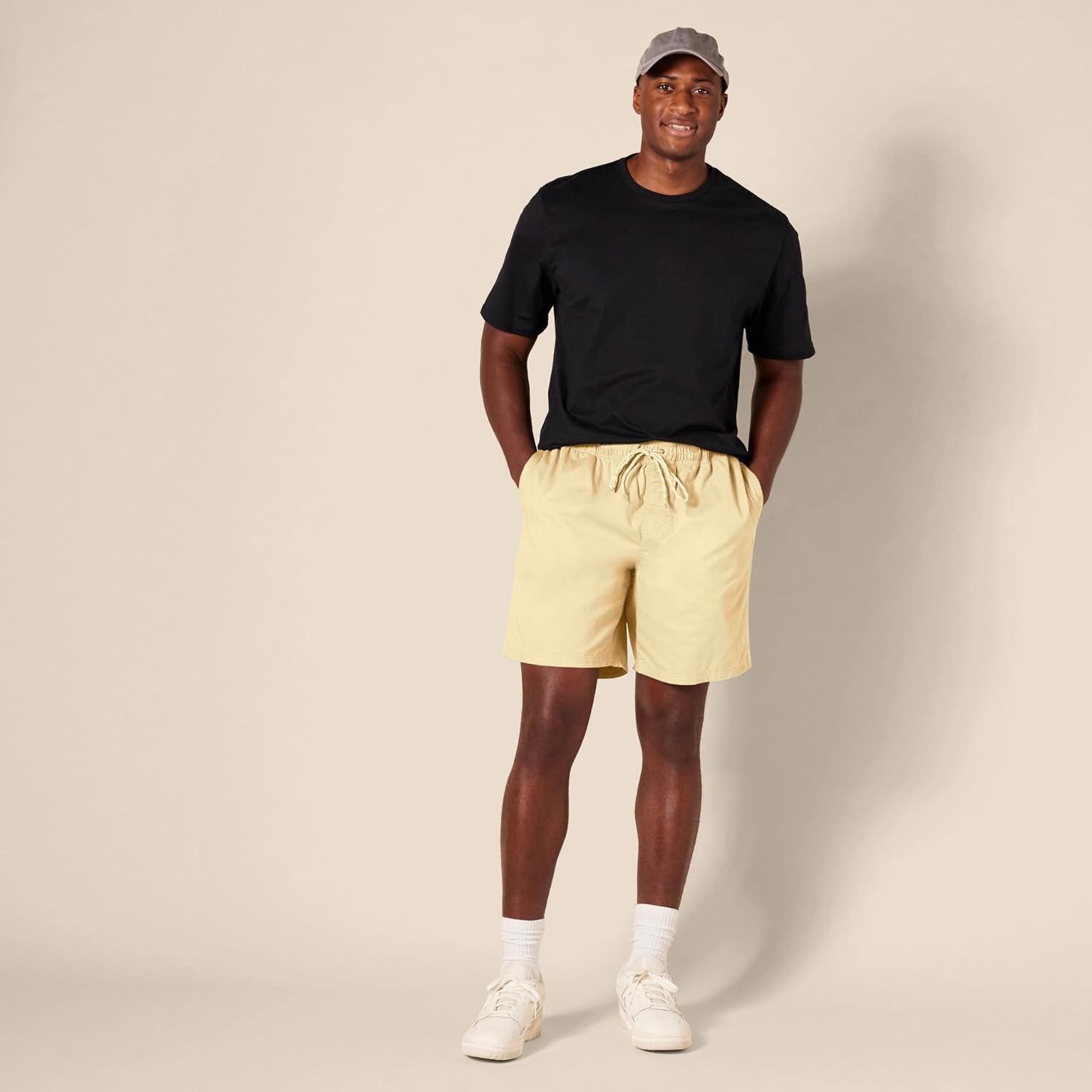 image:imageAmazon Essentials Mens 8 Inseam RelaxedFit Cotton Drawstring PullOn Walk Shorts SummerWeightPale Yellow