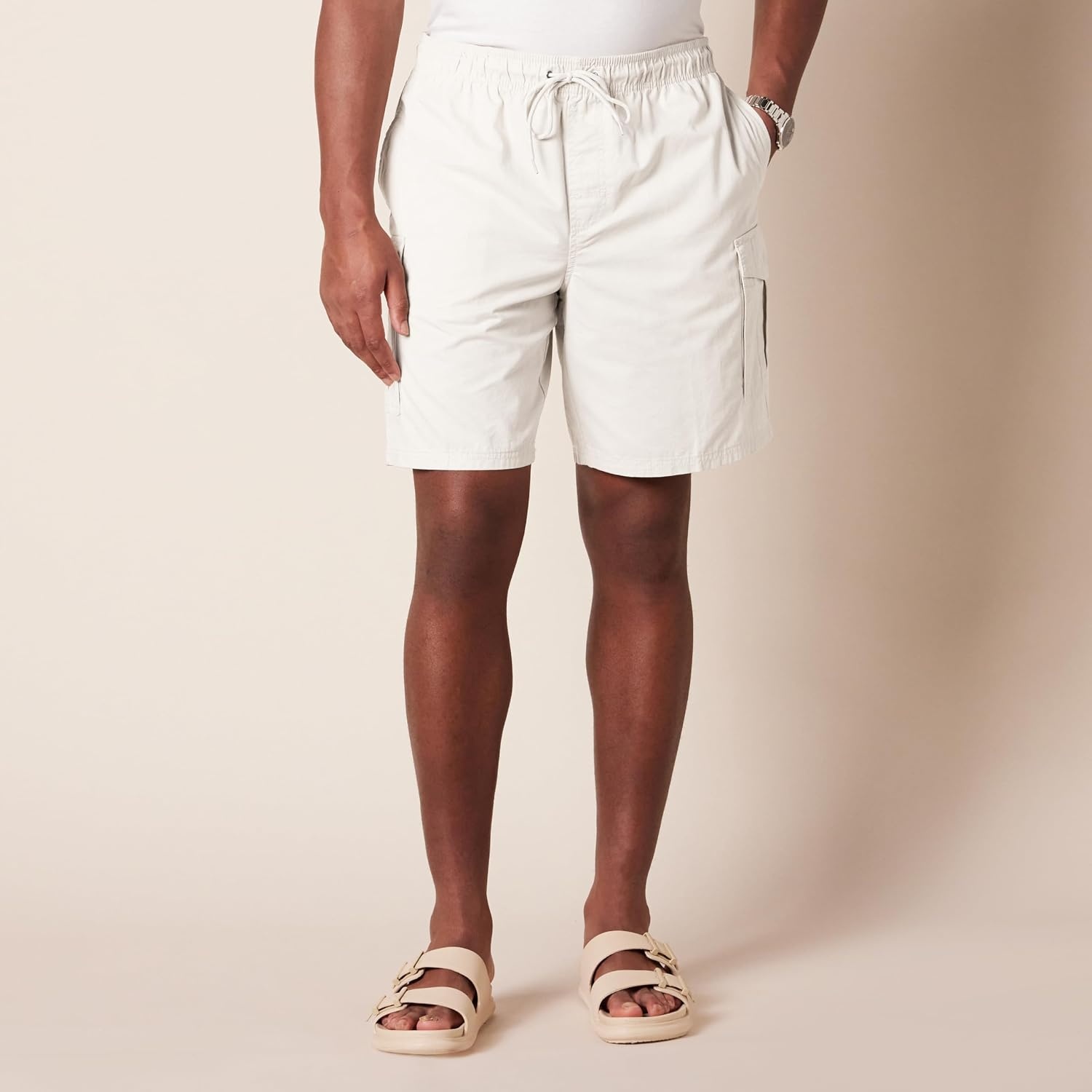 image:imageAmazon Essentials Mens 9 Elastic Waist Cargo ShortsStone