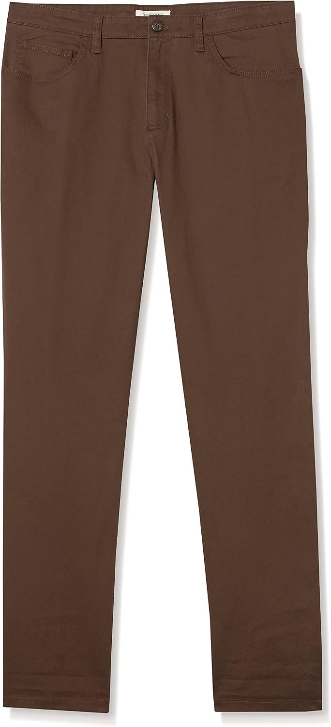 image:imageAmazon Essentials Mens Athletic Fit Chinos Work Pants 5Pocket Cotton StretchBrown