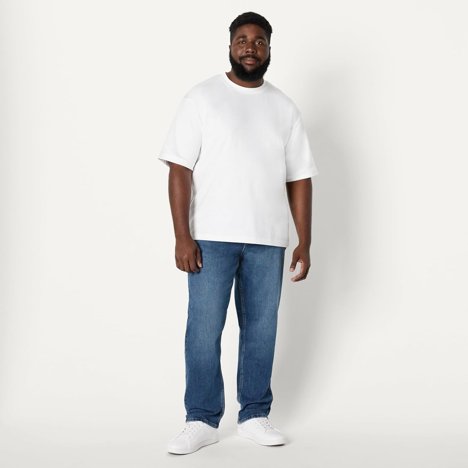 image:imageAmazon Essentials Mens Athletic Fit Jeans with Extra Room in Hip and Thigh Low Stretch Denim 5 Pocket StylingStone Medium Wash