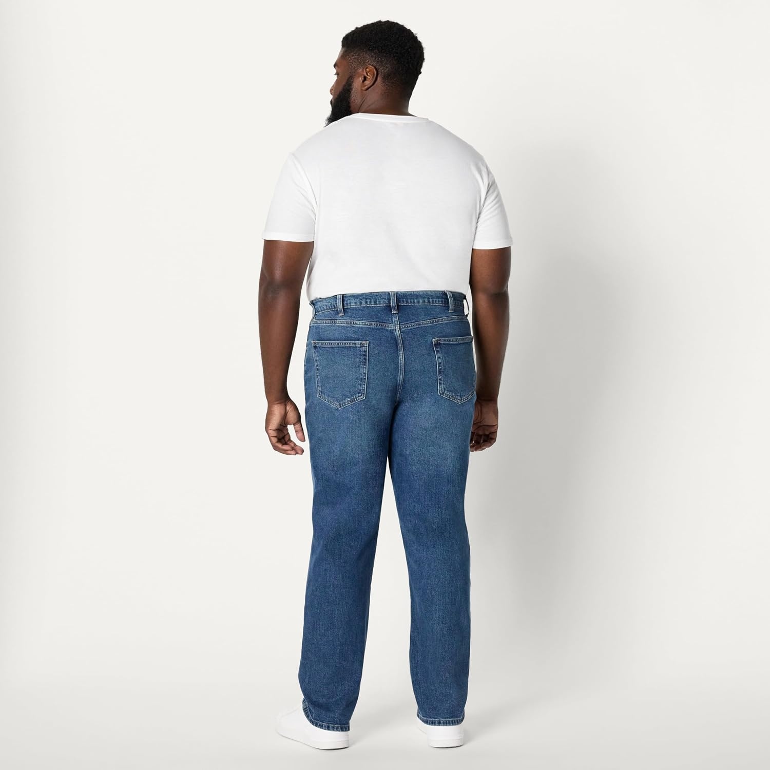 image:imageAmazon Essentials Mens Athletic Fit Jeans with Extra Room in Hip and Thigh Low Stretch Denim 5 Pocket StylingStone Medium Wash